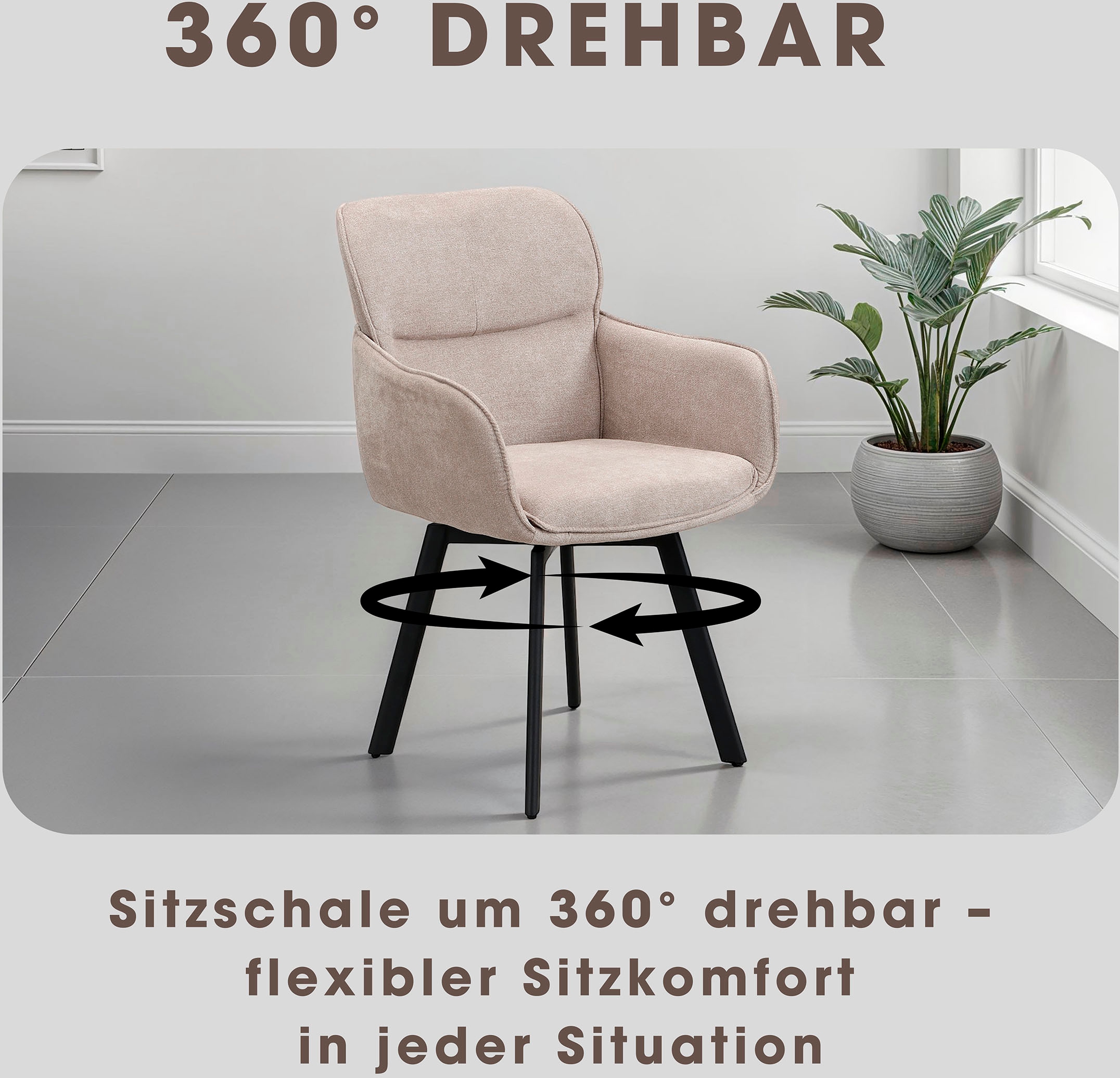 byLIVING Esszimmerstuhl »Rico« (Set) 2 Stk. Webstoff 360 Grad drehbar in verschiedenen Farben erhältlich