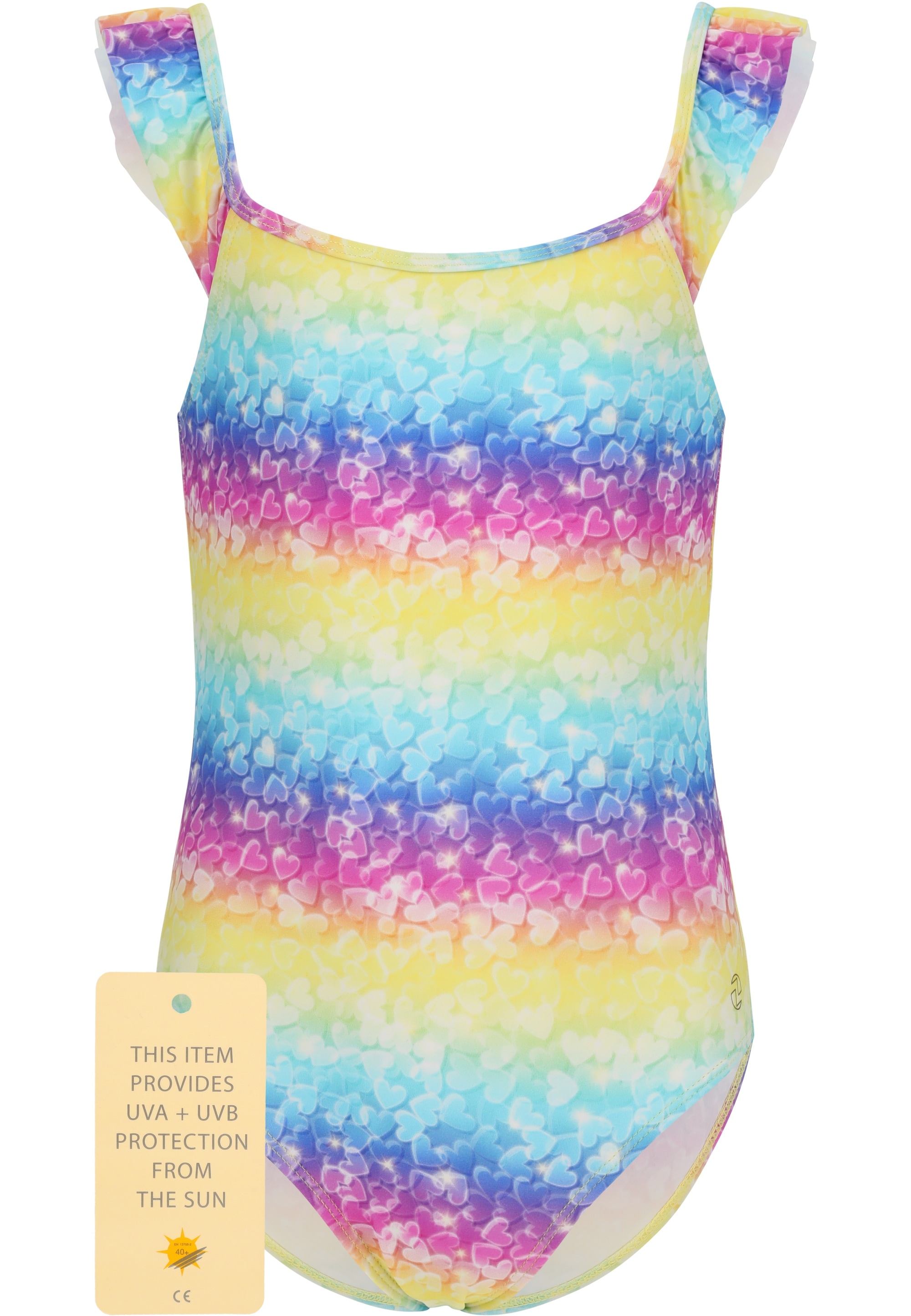 ZIGZAG Kinder Badeanzug "Carly", rot, Gr. 128, bedruckt, 80% Polyamid, 20% Elasthan, Badeanzüge, mit modischem Rüschendesign