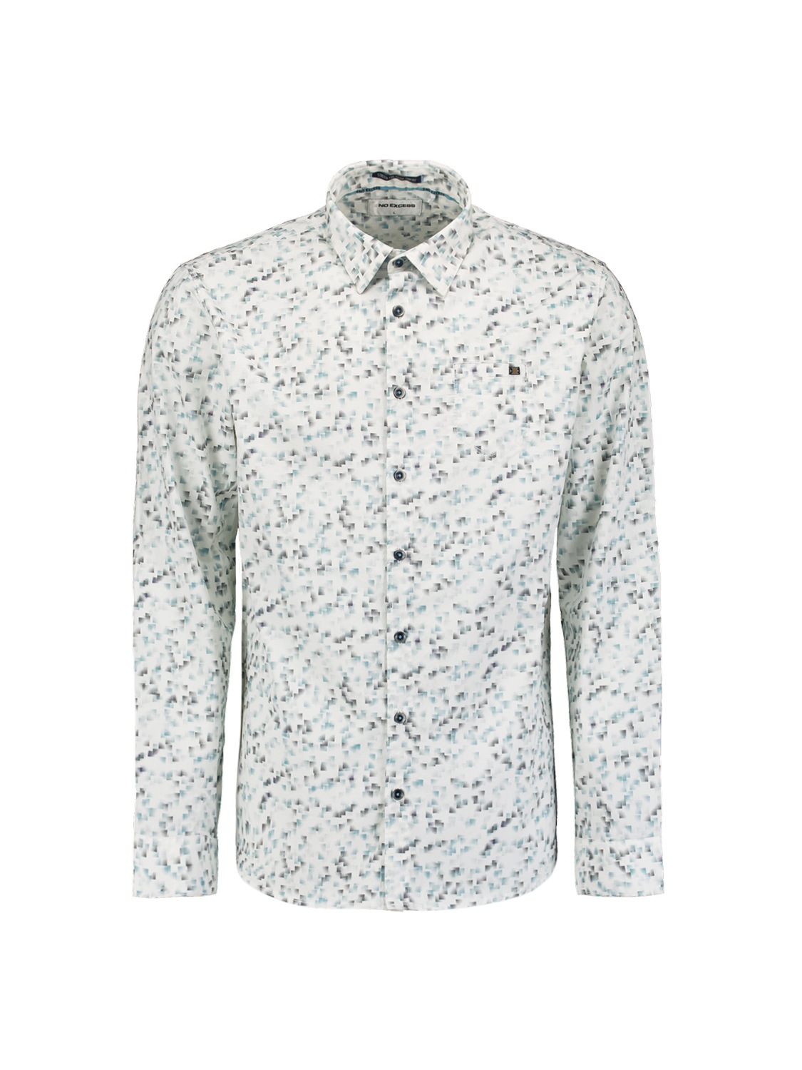 NO EXCESS Langarmhemd »No Excess Stretchhemd mit Print Shirt Stretch Allover Printed«