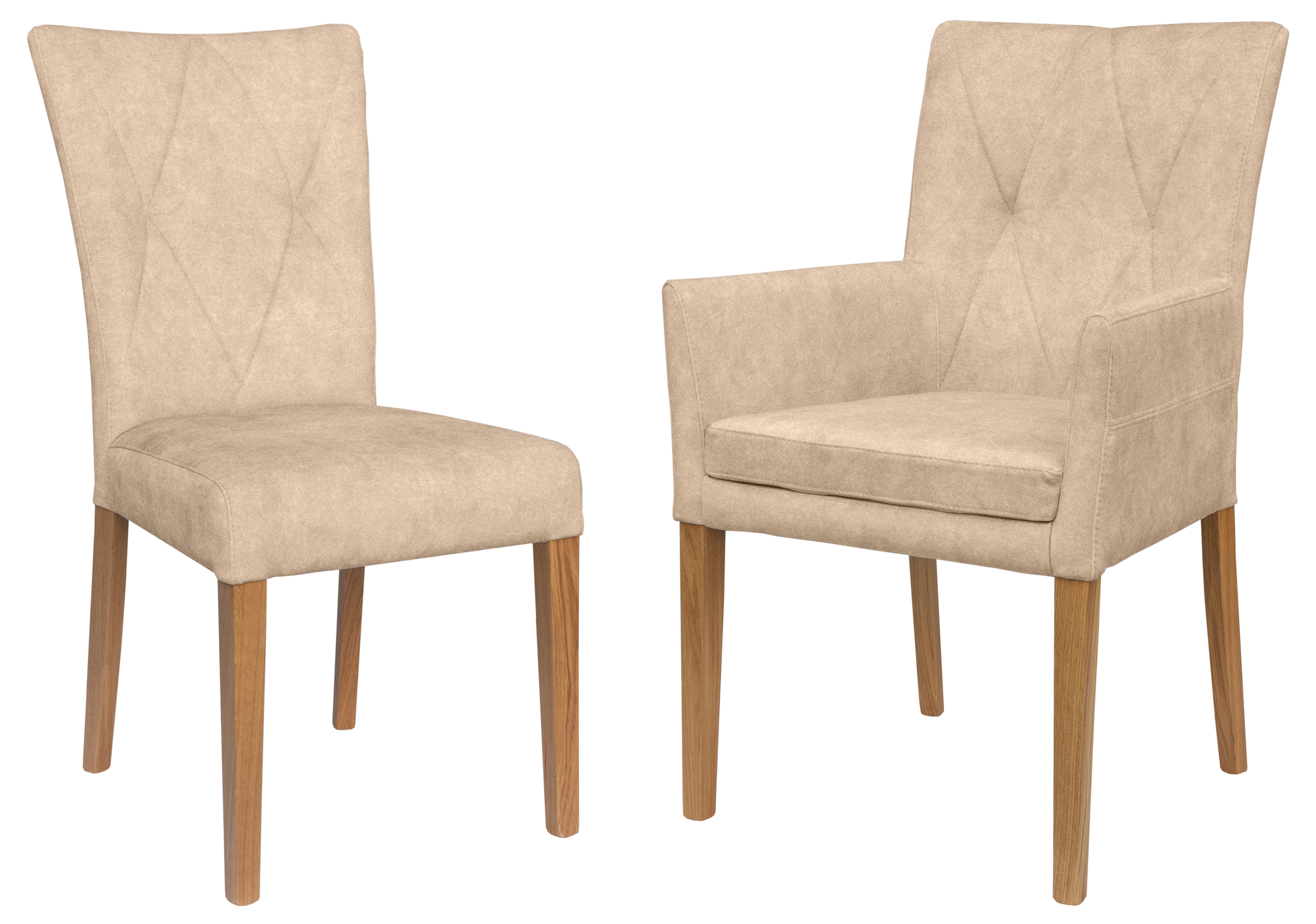 Home affaire 4-Fußstuhl »Diamond«, (Set), 2 St., Samtvelours, Sitz und Ruecken gepolstert
