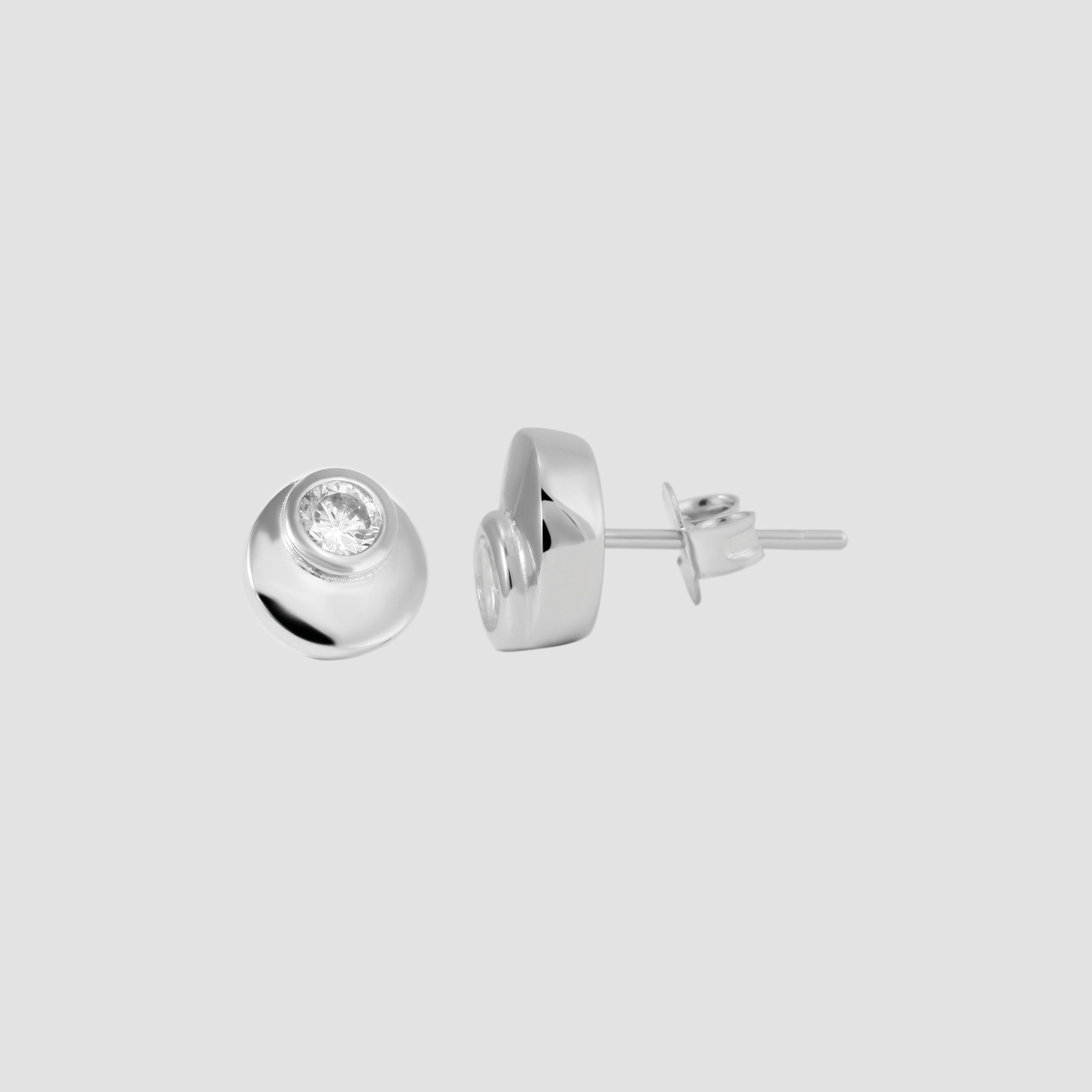 Adelia's Round Earrings 925 Silver White 2