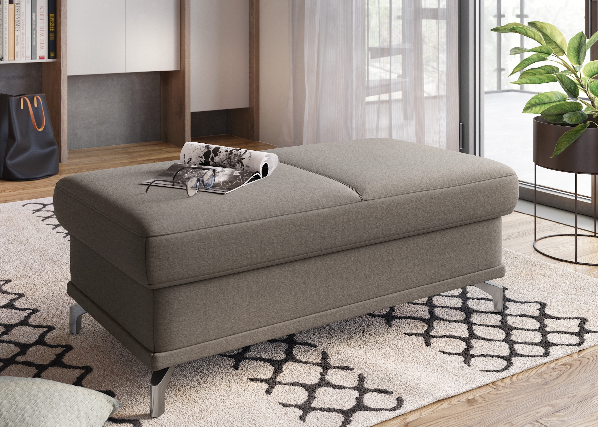 Hocker SIT & MORE, B:133cm H:48cm T:72cm, braun, 100% Polyester, Wohnzimmer, Hocker, "Cabrio, B: 113 cm", individuell zu kombinieren, Federkern