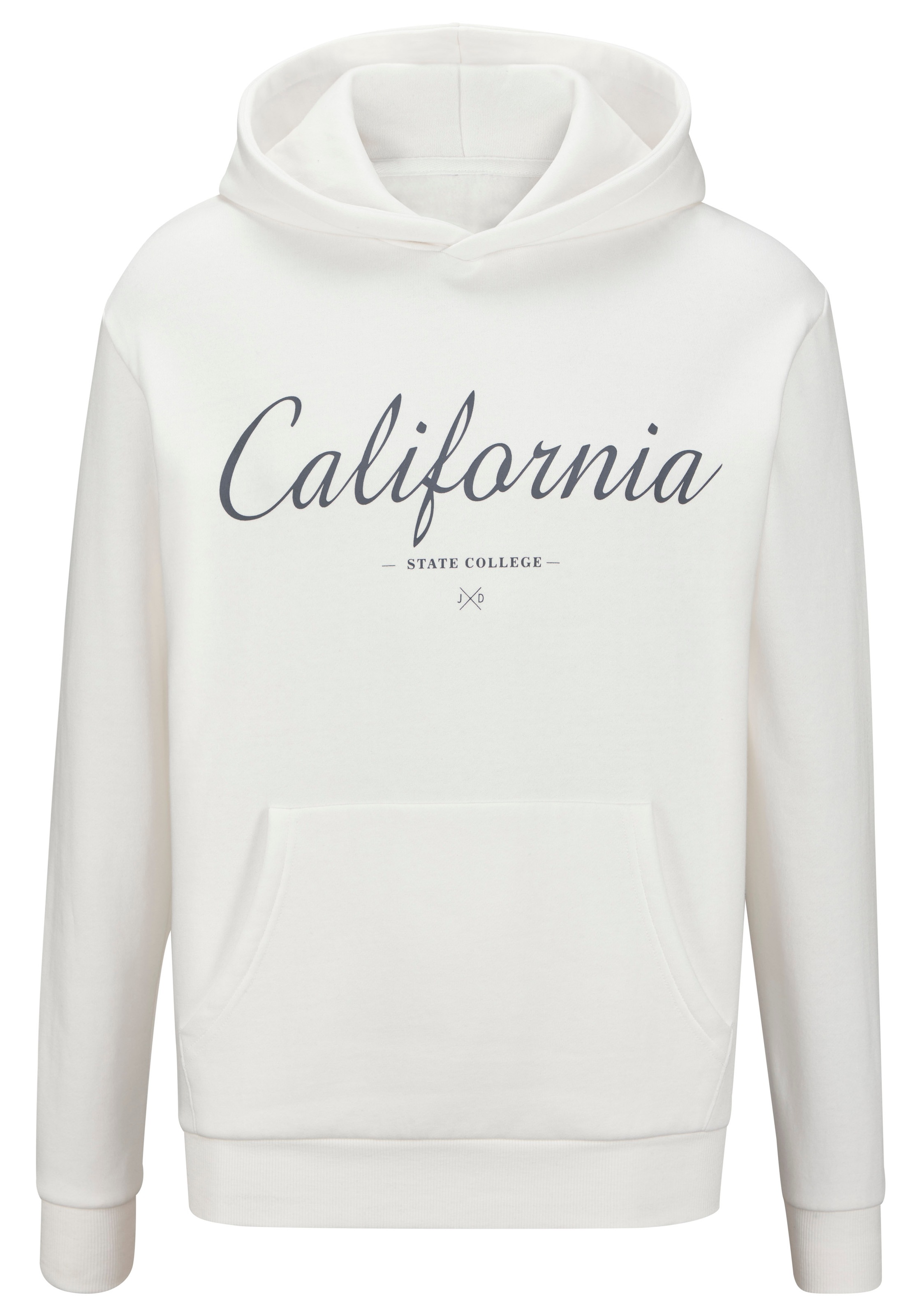 John Devin Hoodie, Sweatshirt mit coolem Druck, aufgesetzter Tasche und Kap günstig online kaufen