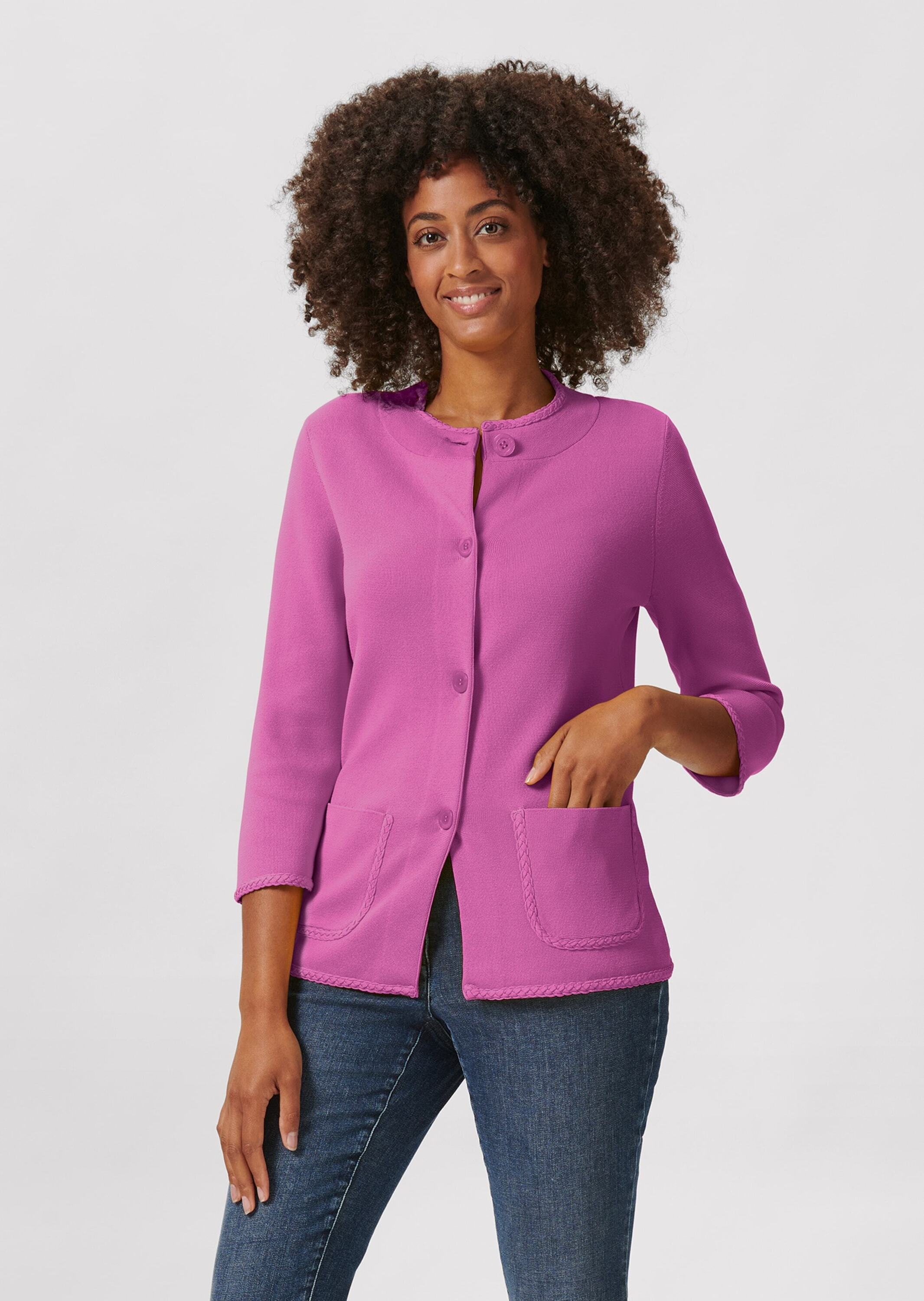 MADELEINE Strickjacke »Strickblazer Strickblazer mit Flechtung«