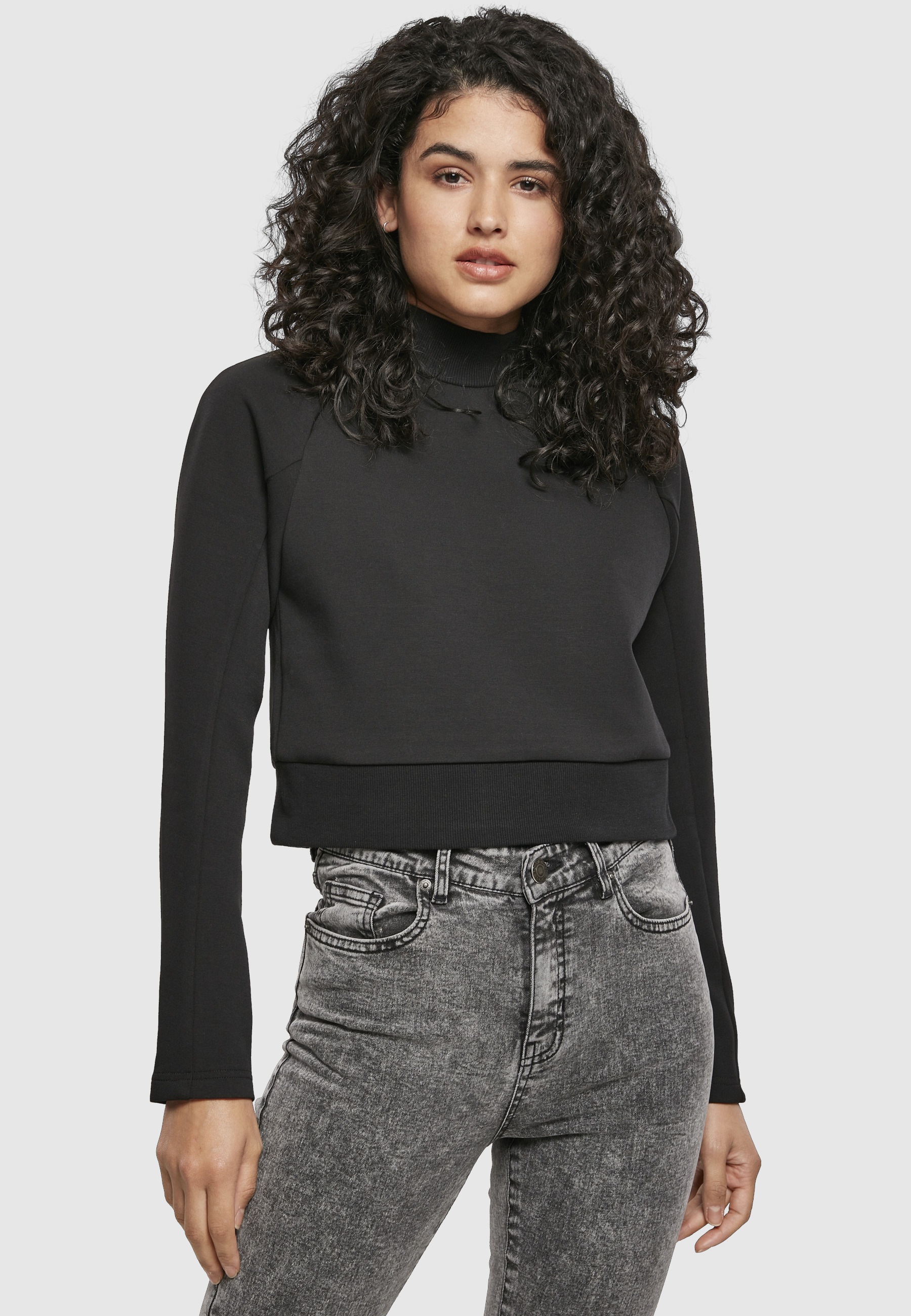 URBAN CLASSICS Sweatshirt »Urban Classics Damen Ladies Interlock Short Turtleneck Crew«, 1 Stk.
