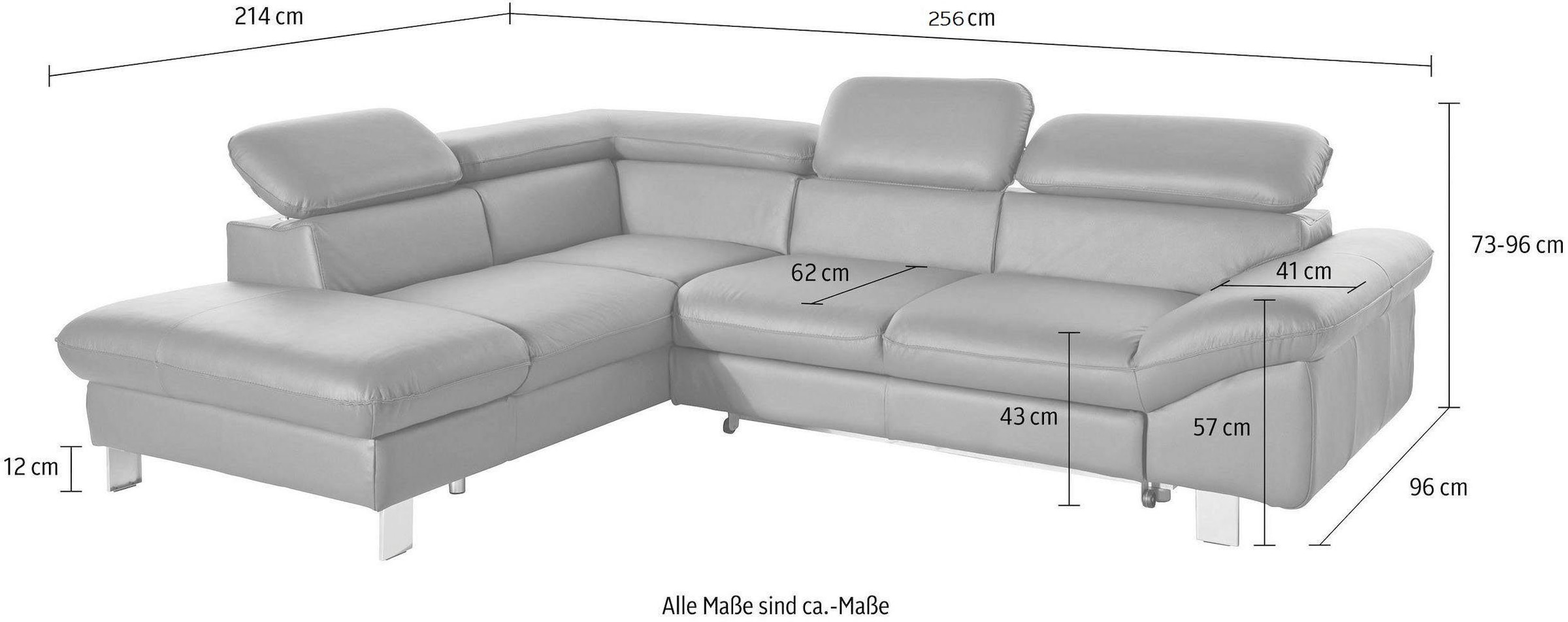 COTTA Polstergarnitur »Driver L-Form«, (Set), Set bestehend aus: Ecksofa mit Kopfteilverstellung & Hocker