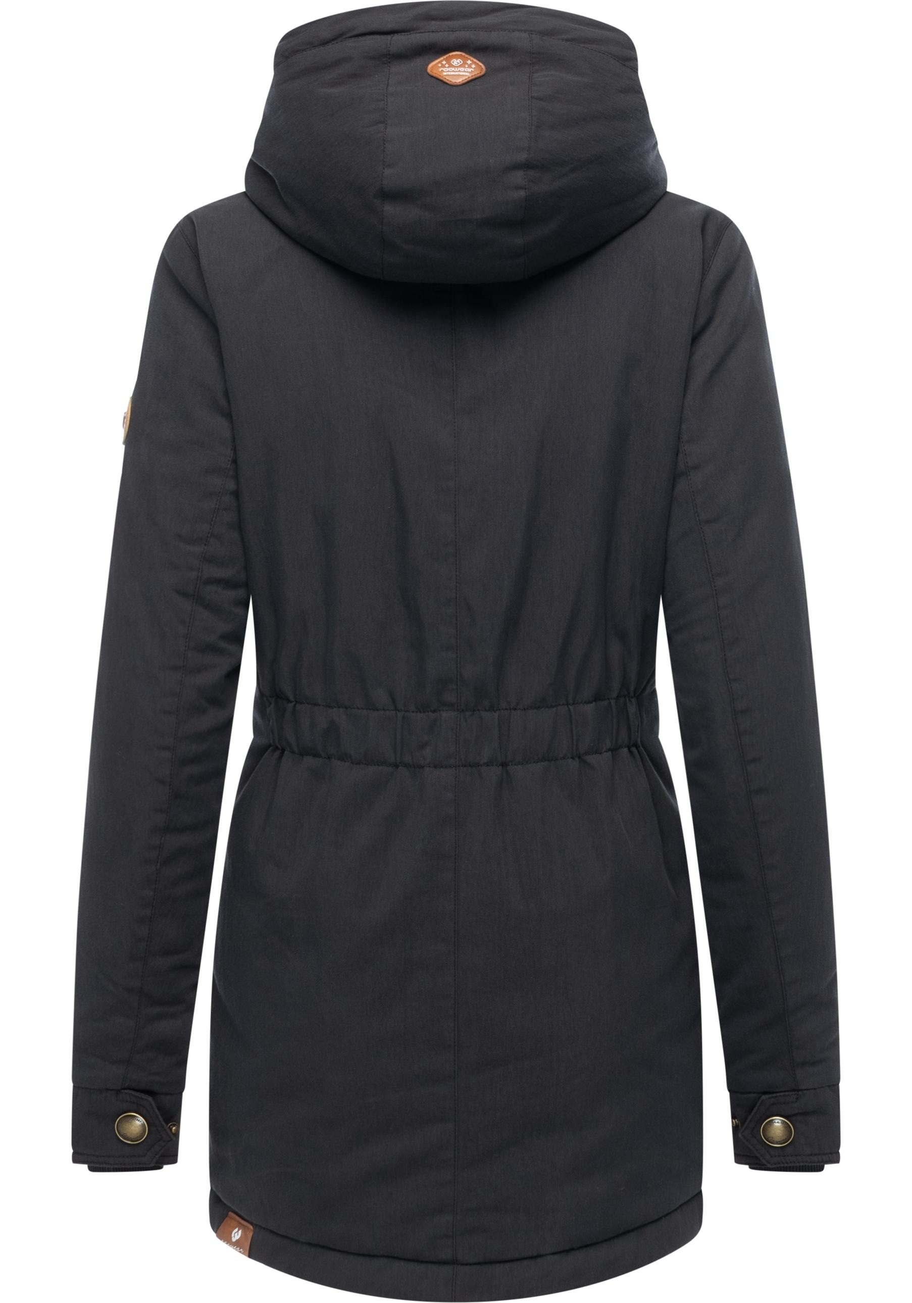 Winterjacke RAGWEAR "Monadena Parka YOUMODO", Damen, Gr. XXL (44), schwarz, Obermaterial: 68% Baumwolle, 32% Nylon; Innenfutter: 100% Polyester; Wattierung: 100% Polyester, figurbetont Po-bedeckend, hoch geschlossener Ausschnitt, verstellbar Rippstrickbün 2