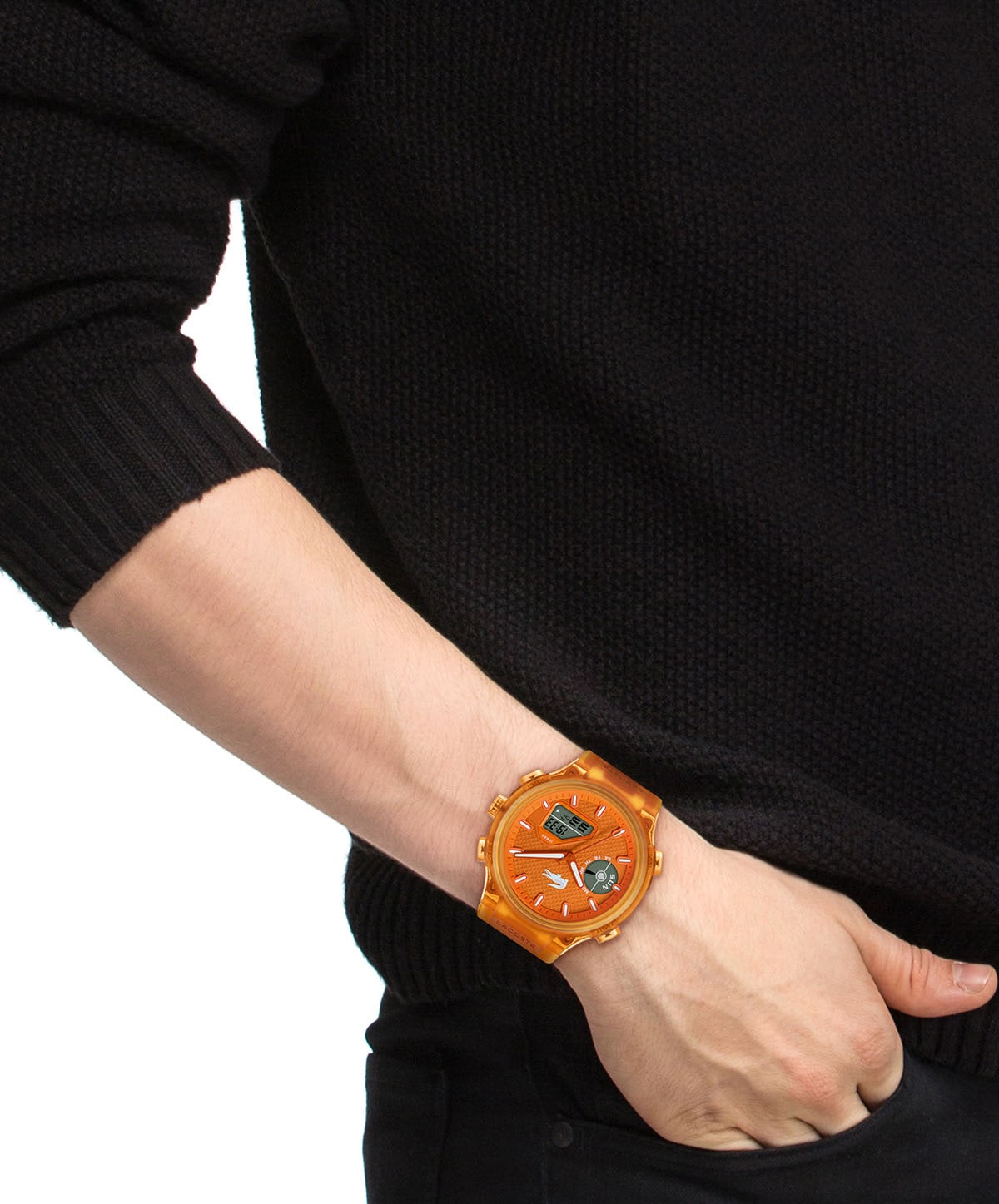 Lacoste Quarzuhr »LC33«, Armbanduhr, Herrenuhr, Silikonarmband, analog, digital, Wochentag