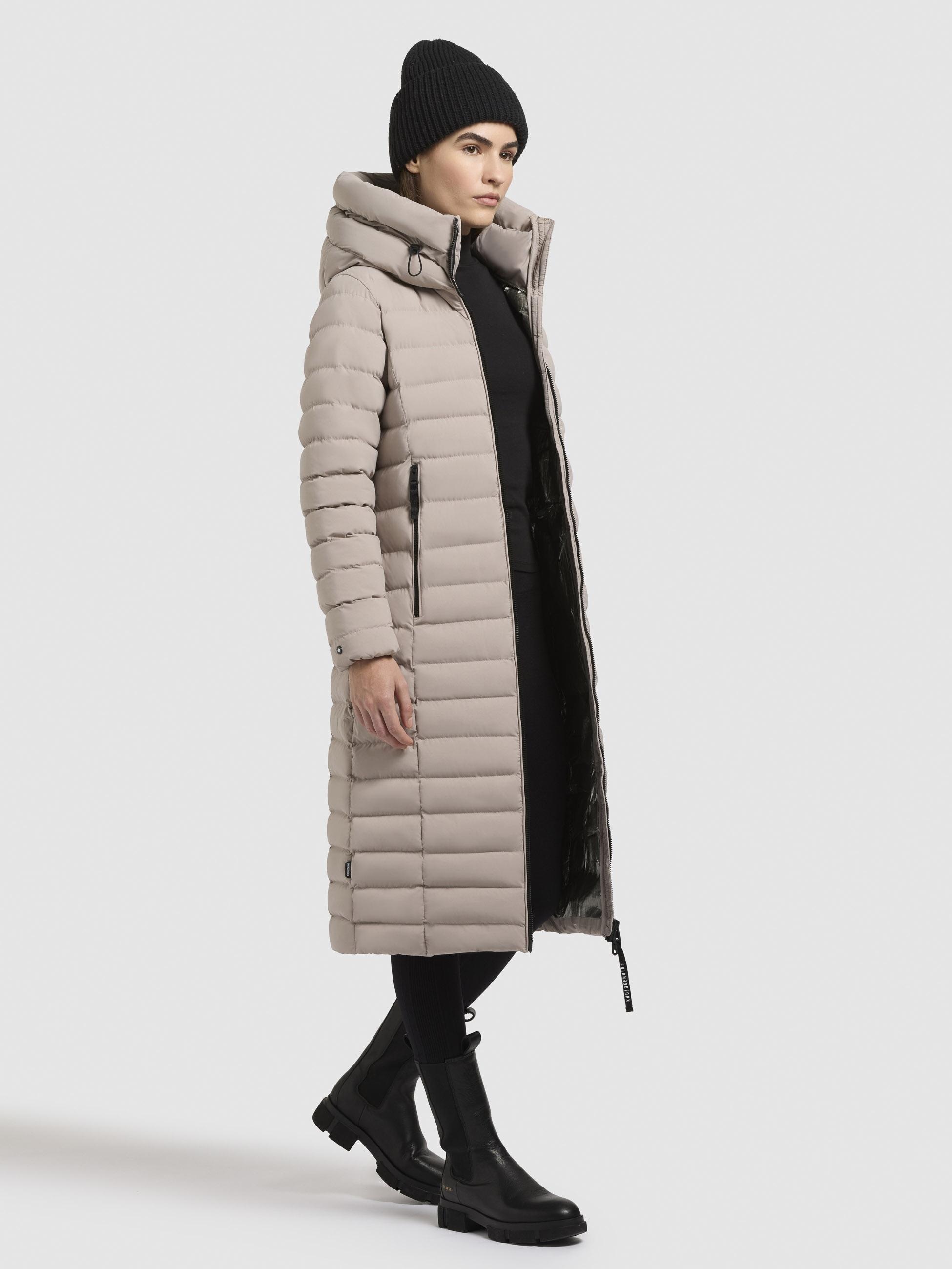 khujo Steppjacke »Imes-YM«, mit Kapuze, Steppmantel mit hohem Kragen und silbrig glänzendem Innenfutter