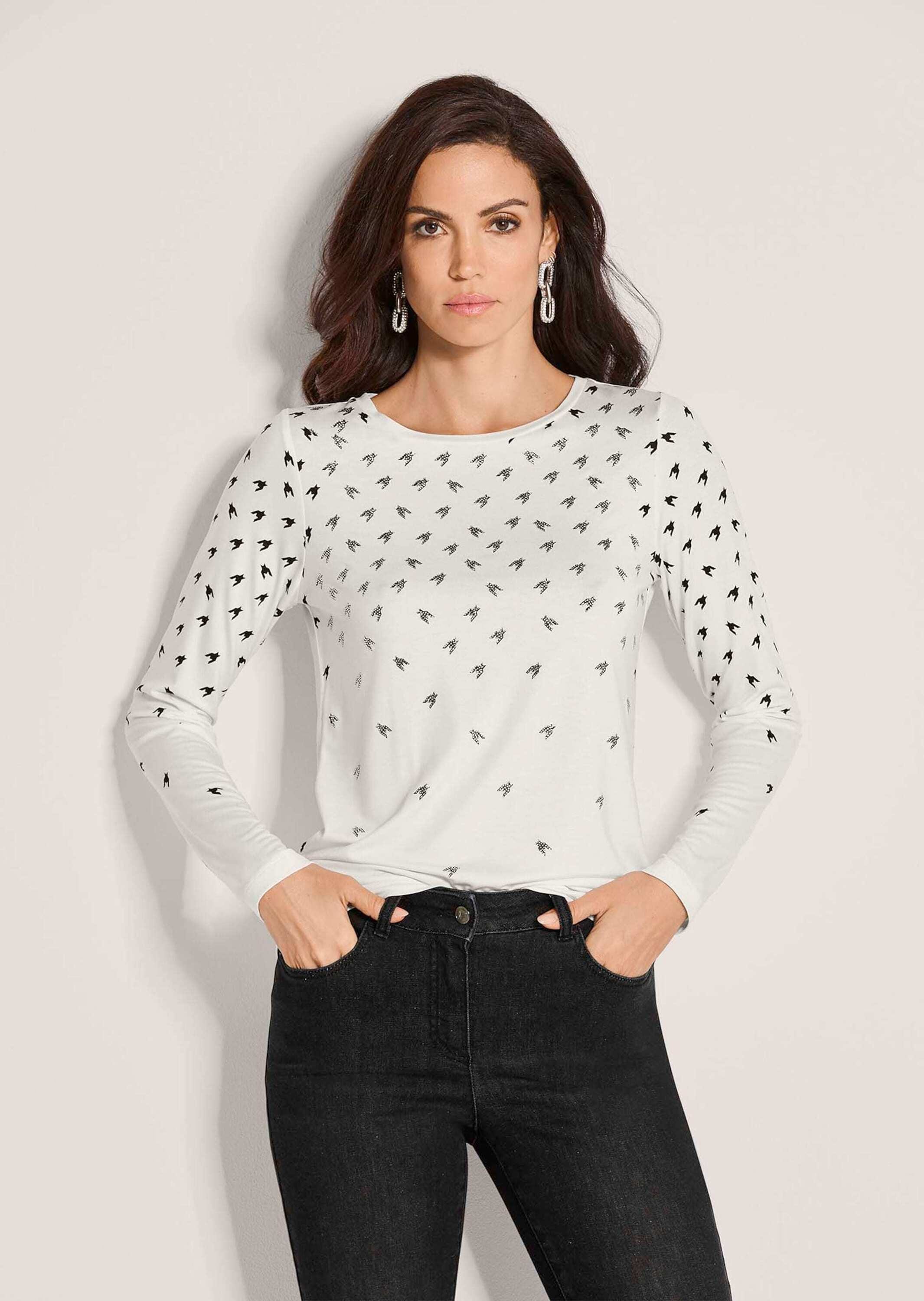 MADELEINE Langarmshirt »Shirt Langarmshirt mit Strass & Hahnentritt«