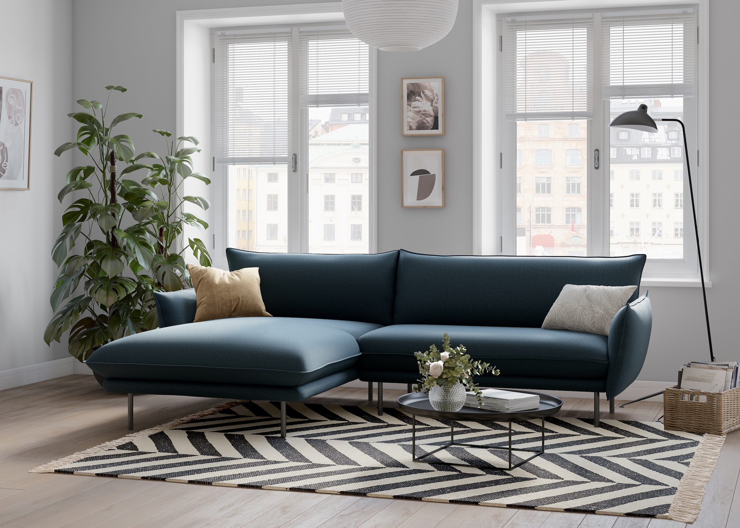 OTTO home Ecksofa "Stine L-Form" Besonderes Design durch Kissenoptik und Keder
