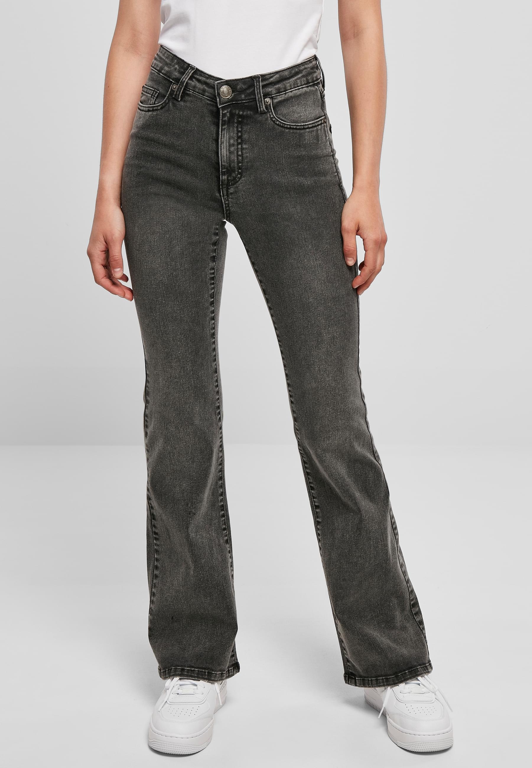 URBAN CLASSICS Bequeme Jeans »Urban Classics Damen Ladies High Waist Flared Denim Pants«, (1 tlg.)