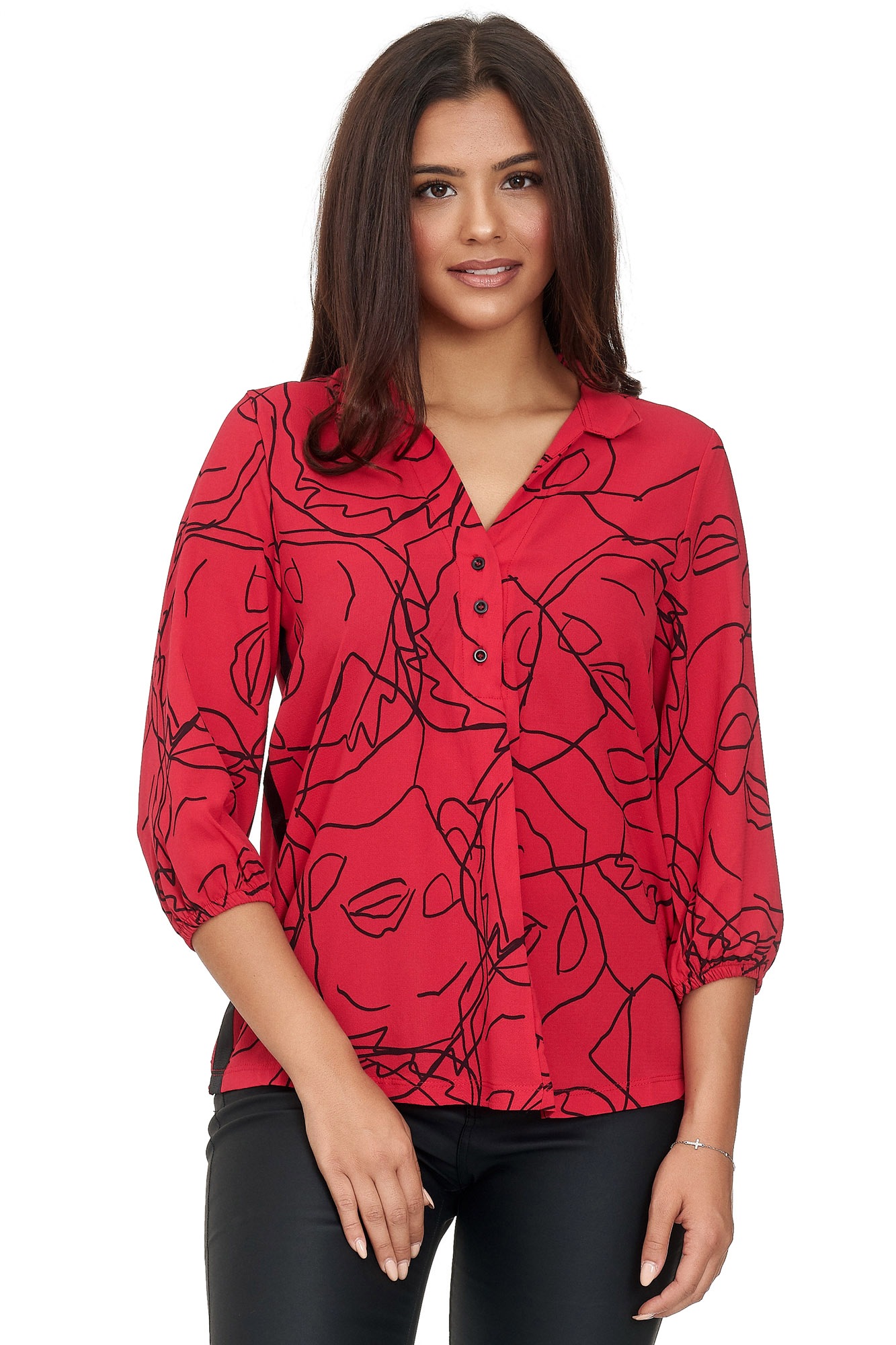 Decay Klassische Bluse, mit Seitenstreifen und halblangen Ärmeln