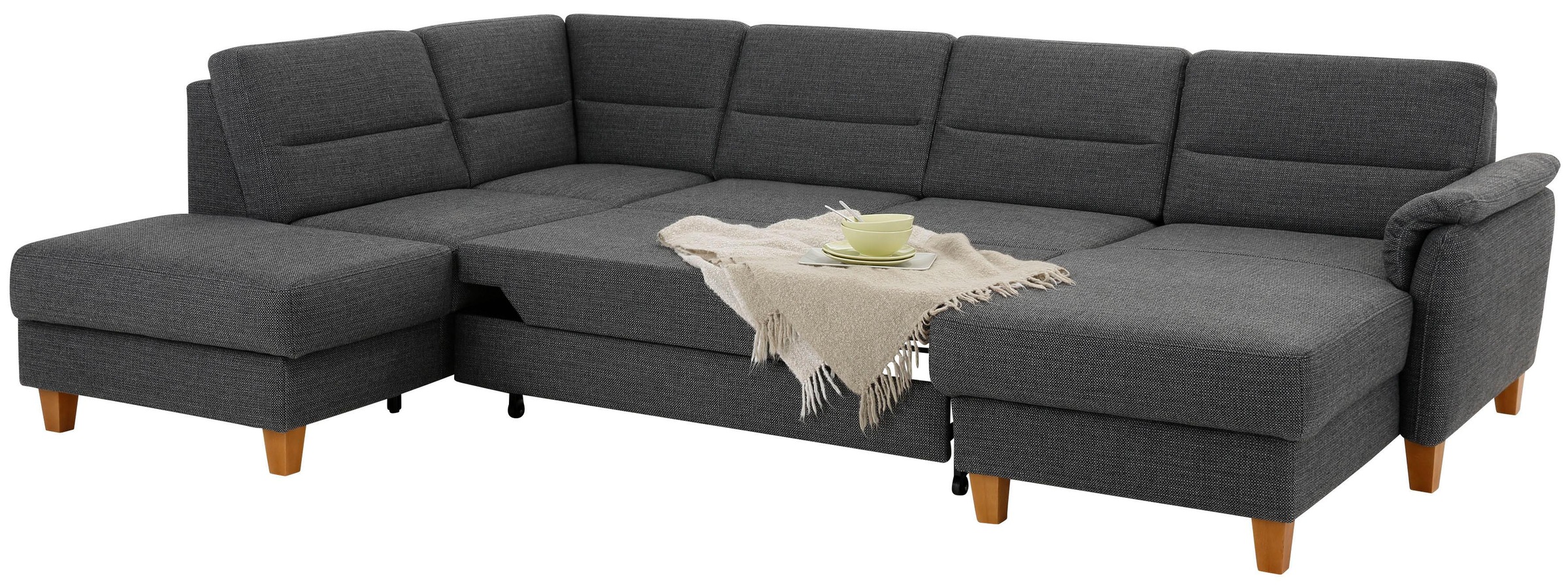 Home affaire Wohnlandschaft »Palmera U-Form«, Federkern, wahlweise mit Bettfunktion und mit/ohne Stauraum