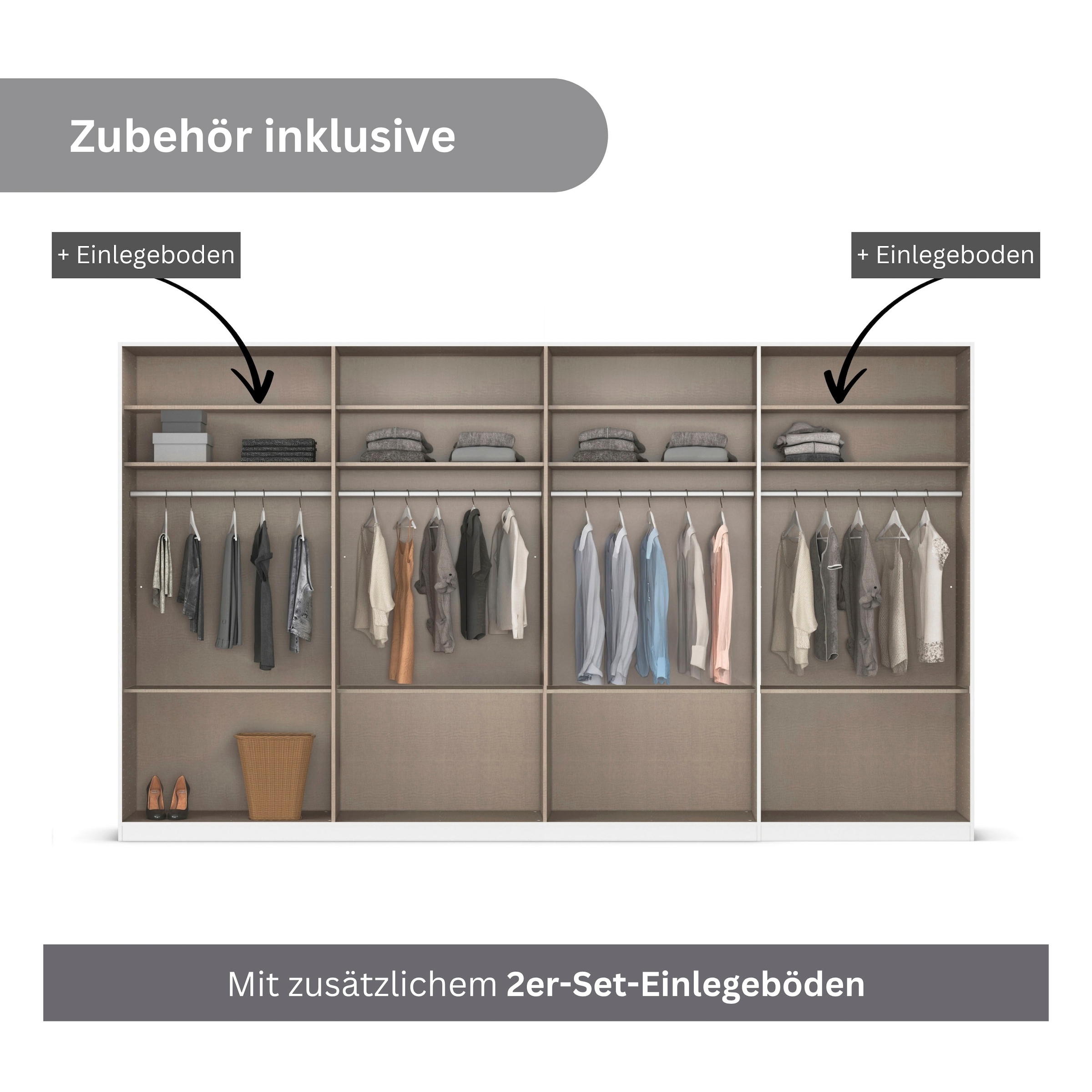 rauch Drehtürenschrank »Kleiderschrank Schrank Garderobe AGORDO mit Dekor- oder Hochglanzfront«, (in zwei Griff-Farben, Breiten 91-360 cm), mit Außenschubkästen, in 7 Breiten und 2 Höhen MADE IN GERMANY