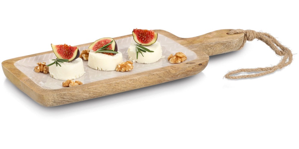 Zeller Present Servierbrett »Servierplatte, Mangoholz« Kordel zum Aufhängen, Epoxidharz-Beschichtung