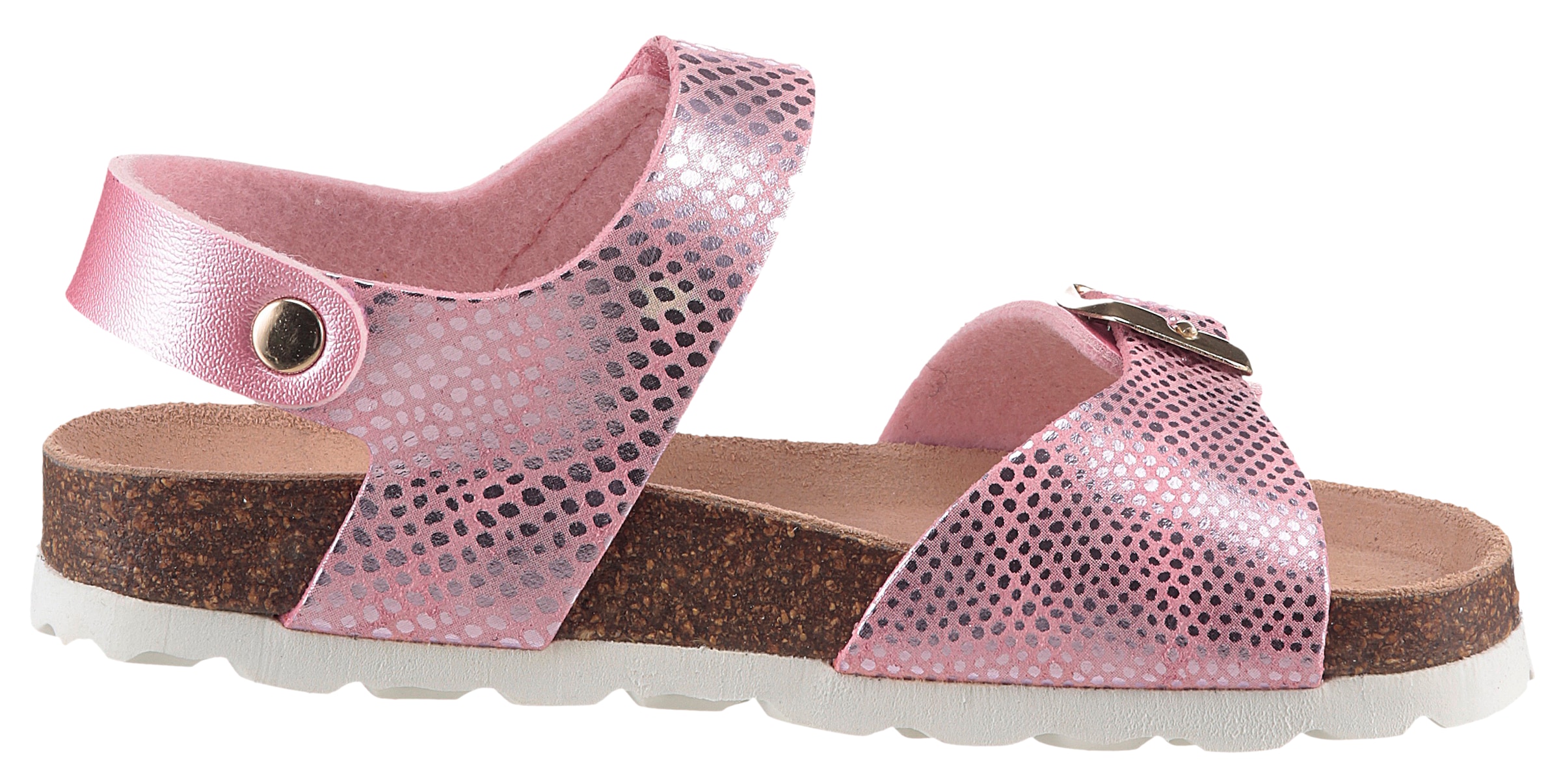 KIDSWORLD Riemchensandale, Sommerschuh, Klettschuh, Urlaubschuh, Strandschuh in Metallic-Optik