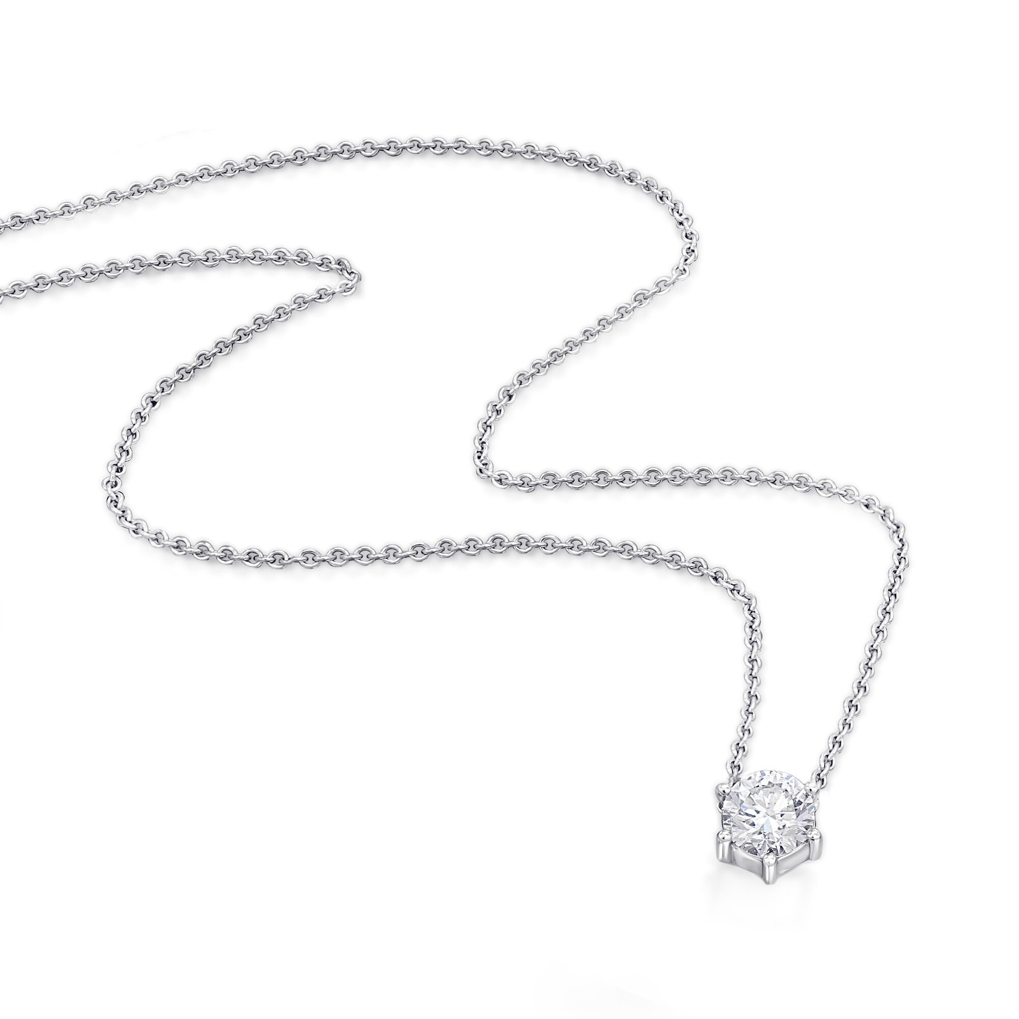 ONE ELEMENT Damen Goldkette "0.25 ct Diamant Brillant Halskette Rundankerkette", 0,25, Diamanten Gold Weißgold 585, silber, Diamanten, Gold, Weißgold