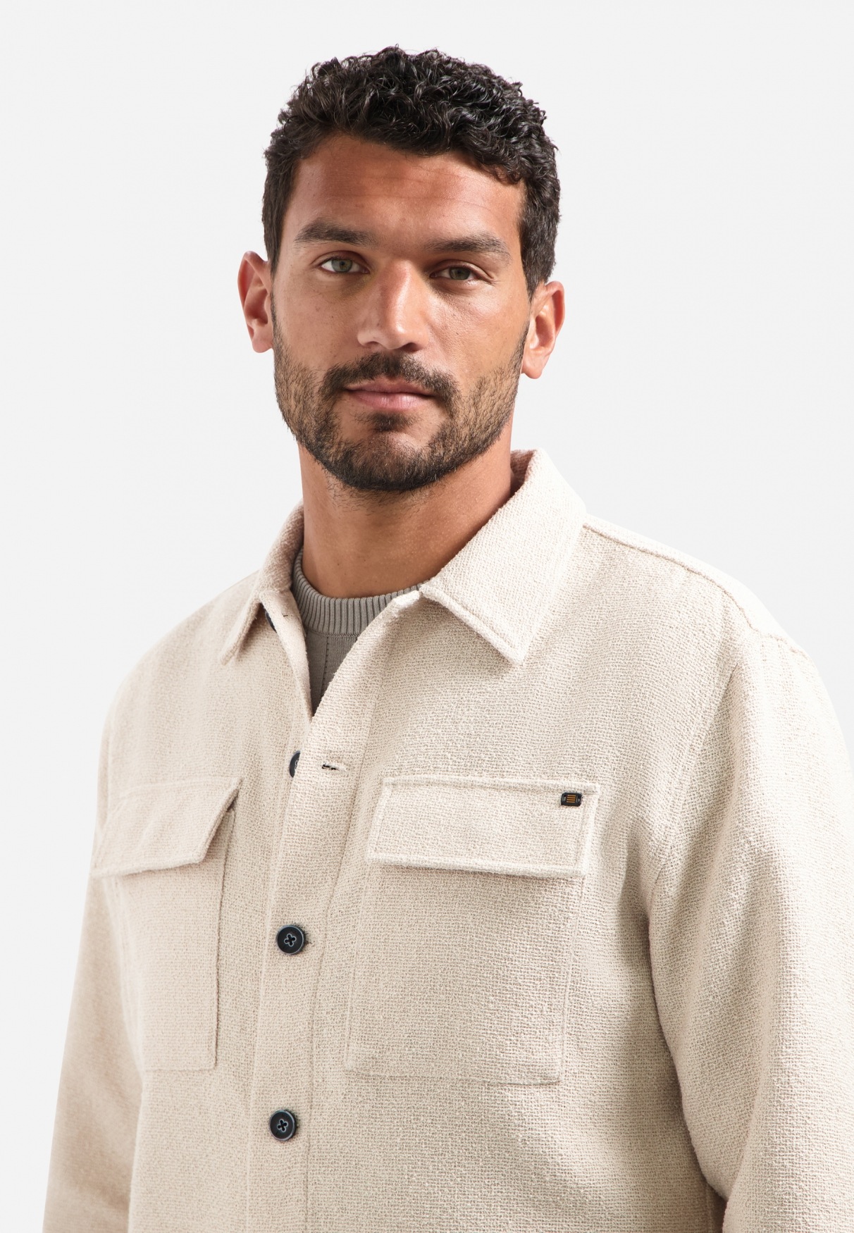 NO EXCESS Langarmhemd »No Excess Overshirt mit Knöpfen Overshirt Full Button Stretch«
