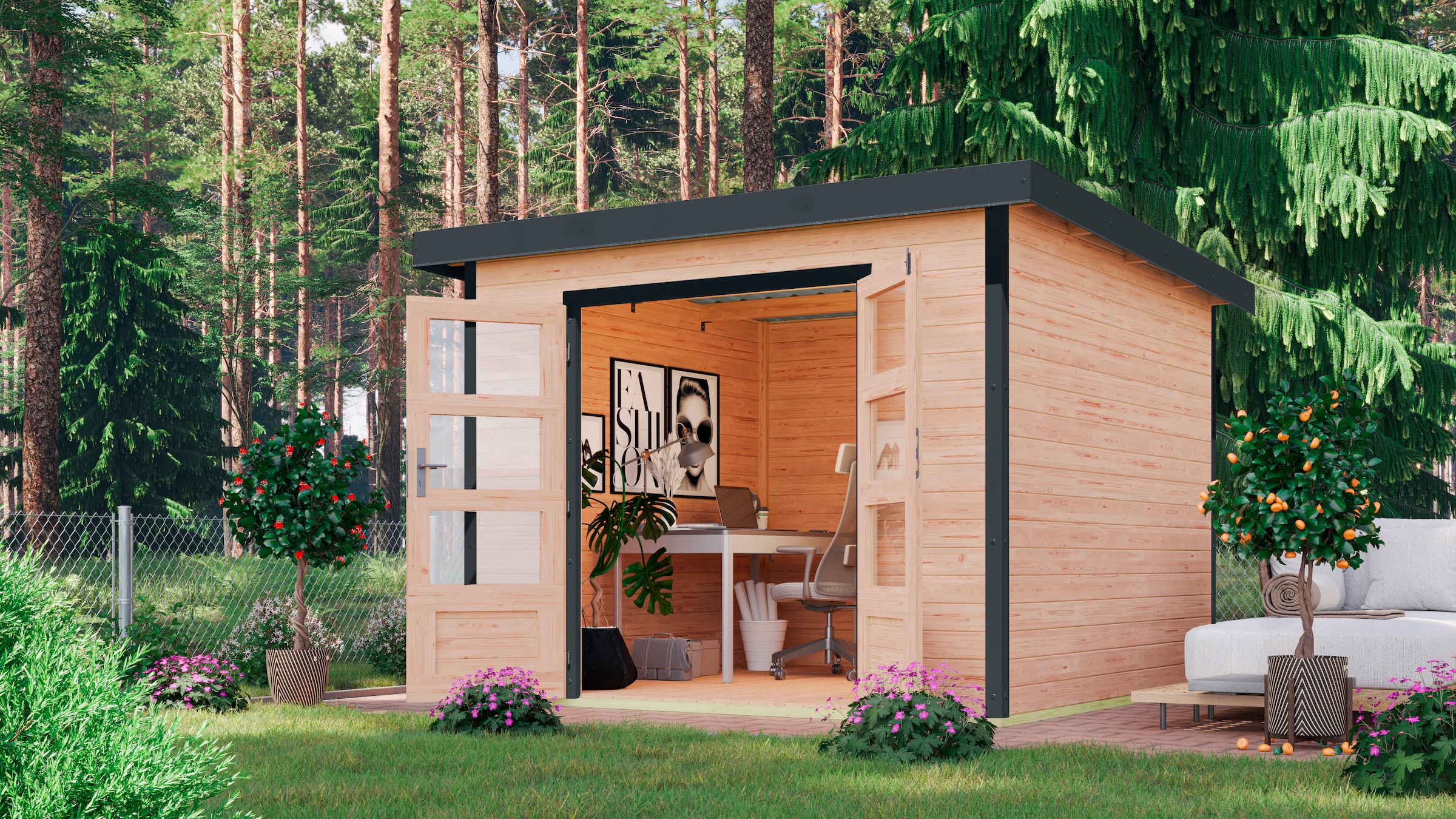 Karibu ""Plutino A"" naturbelassen-weiß, -staubgrau oder -anthrazit günstig online kaufen