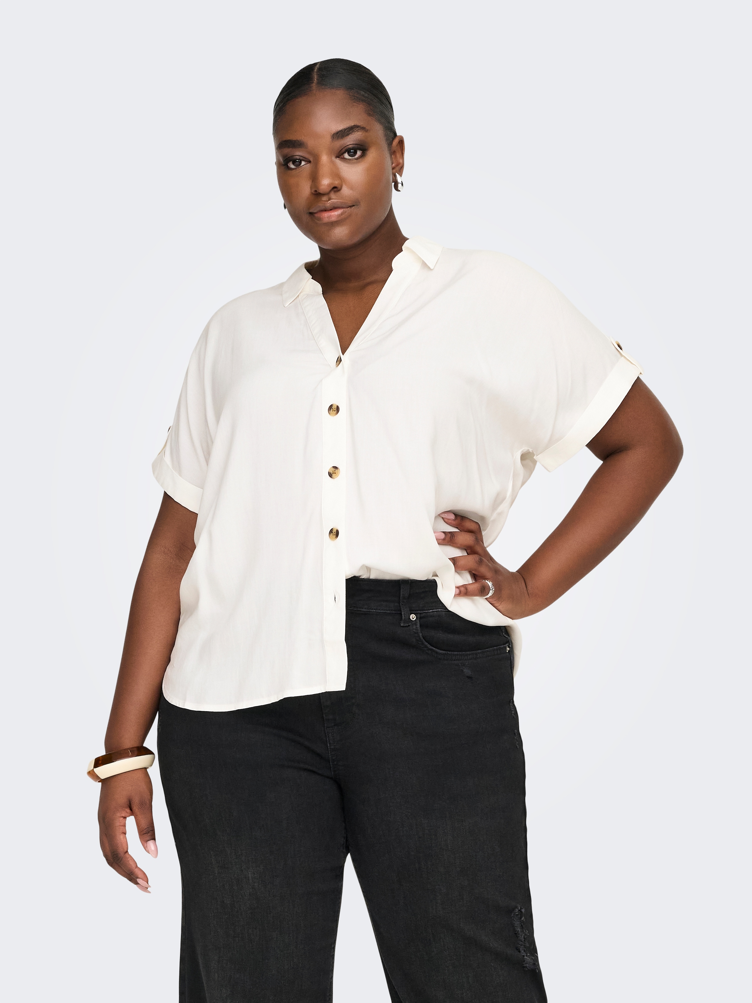 ONLY CARMAKOMA Kurzarmbluse »CARYASMIN SHIRT S/S WVN NOOS« Viskose