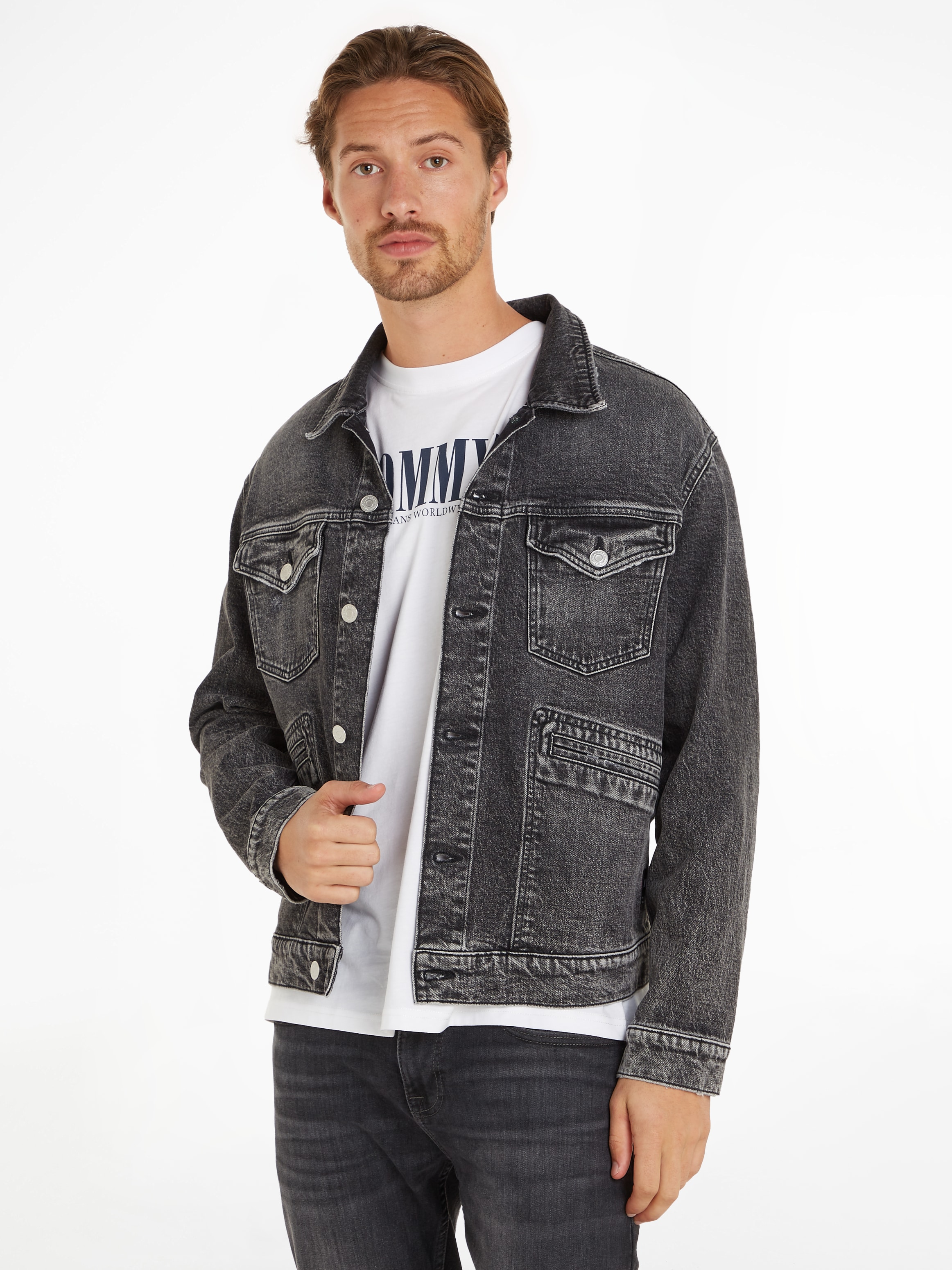 Jeansjacke »ISAAC DENIM TRUCKER CH6187«, mit Logoprägung