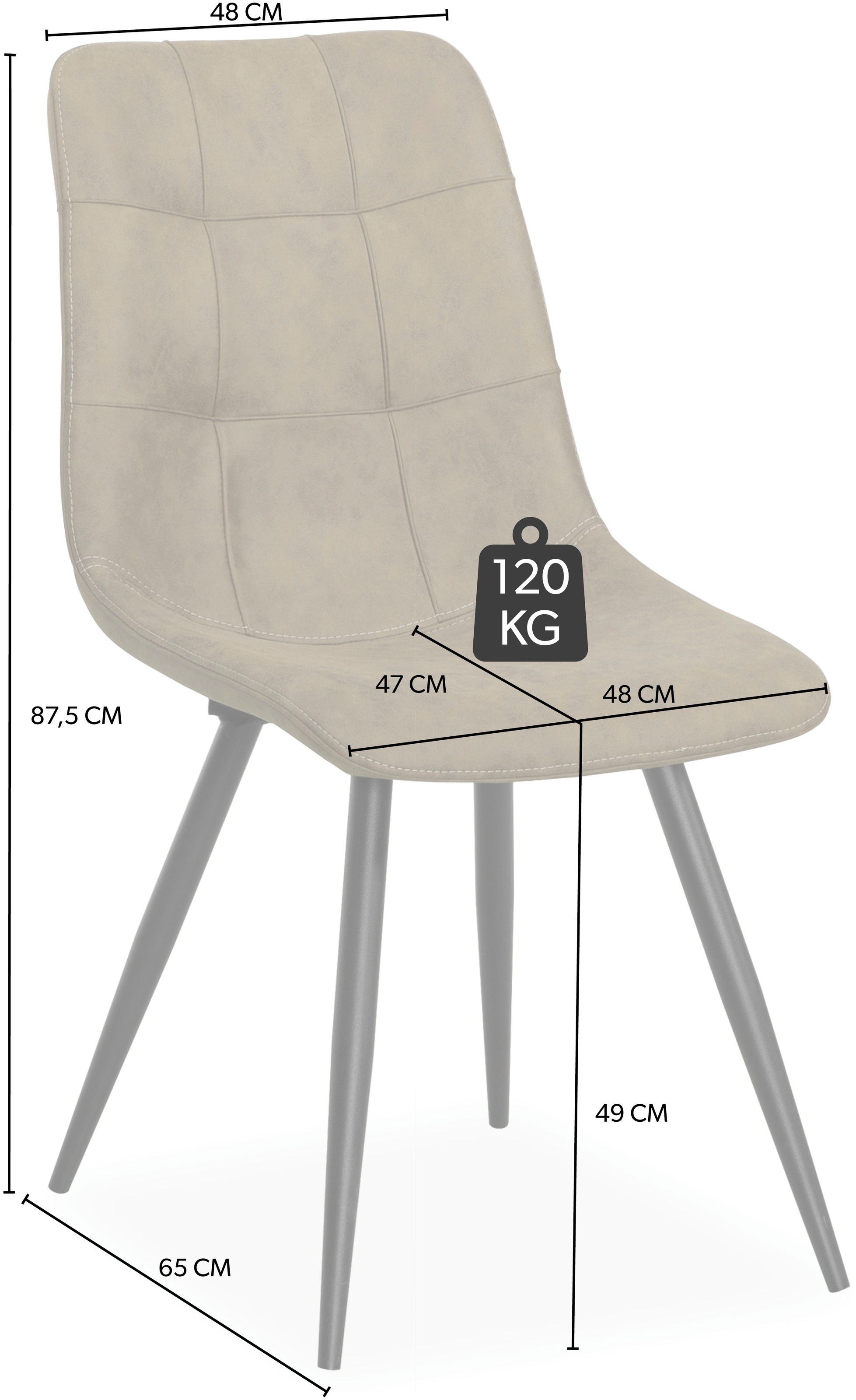 OMG Design Esszimmerstuhl »Peak«, (Set), 2 St., Stoff, moderne Sitzschale in Microfaser Lederoptik