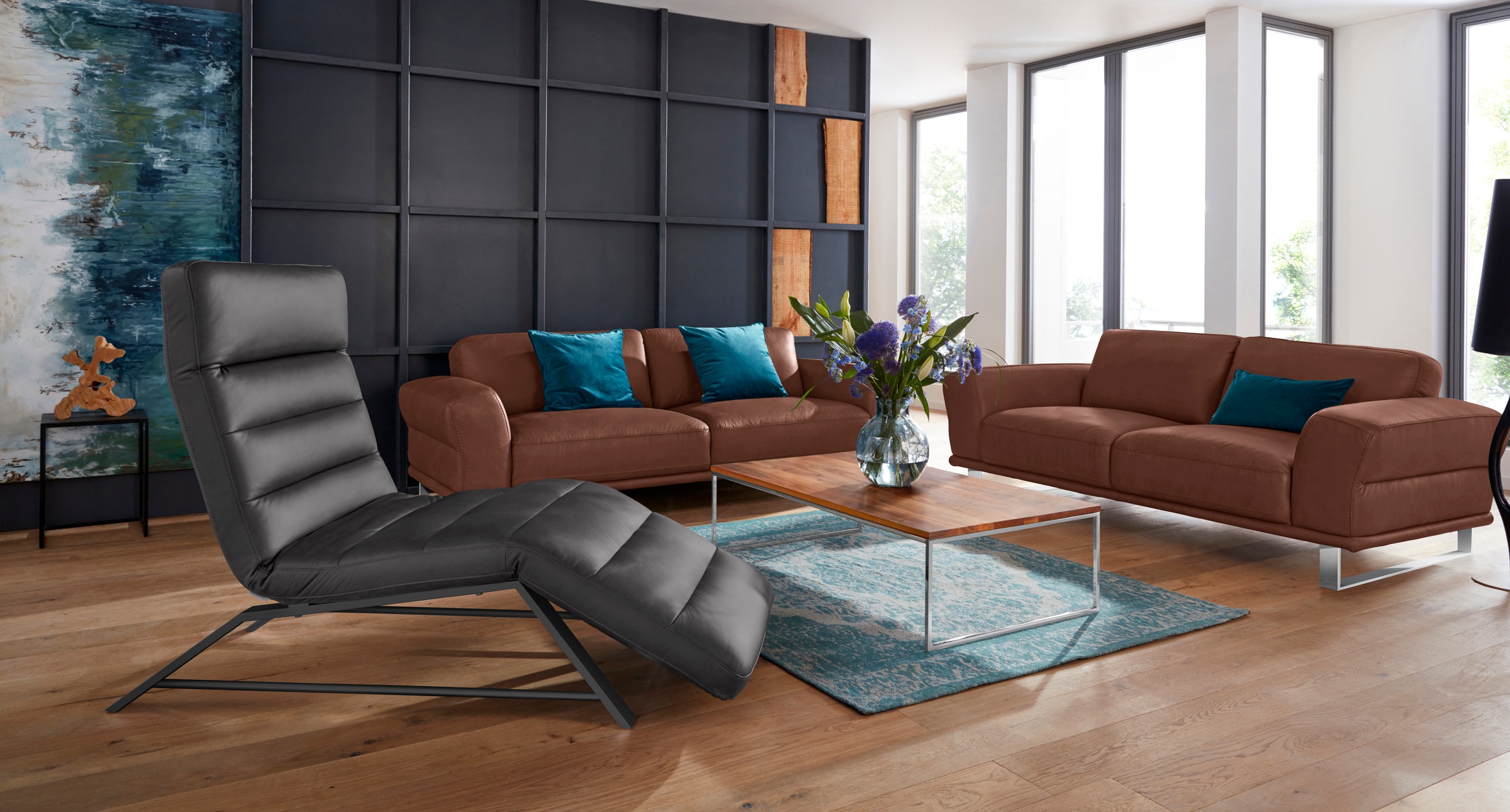 W.SCHILLIG 2,5-Sitzer »montanaa«, mit Metallkufen in Chrom glänzend, Breite 212 cm