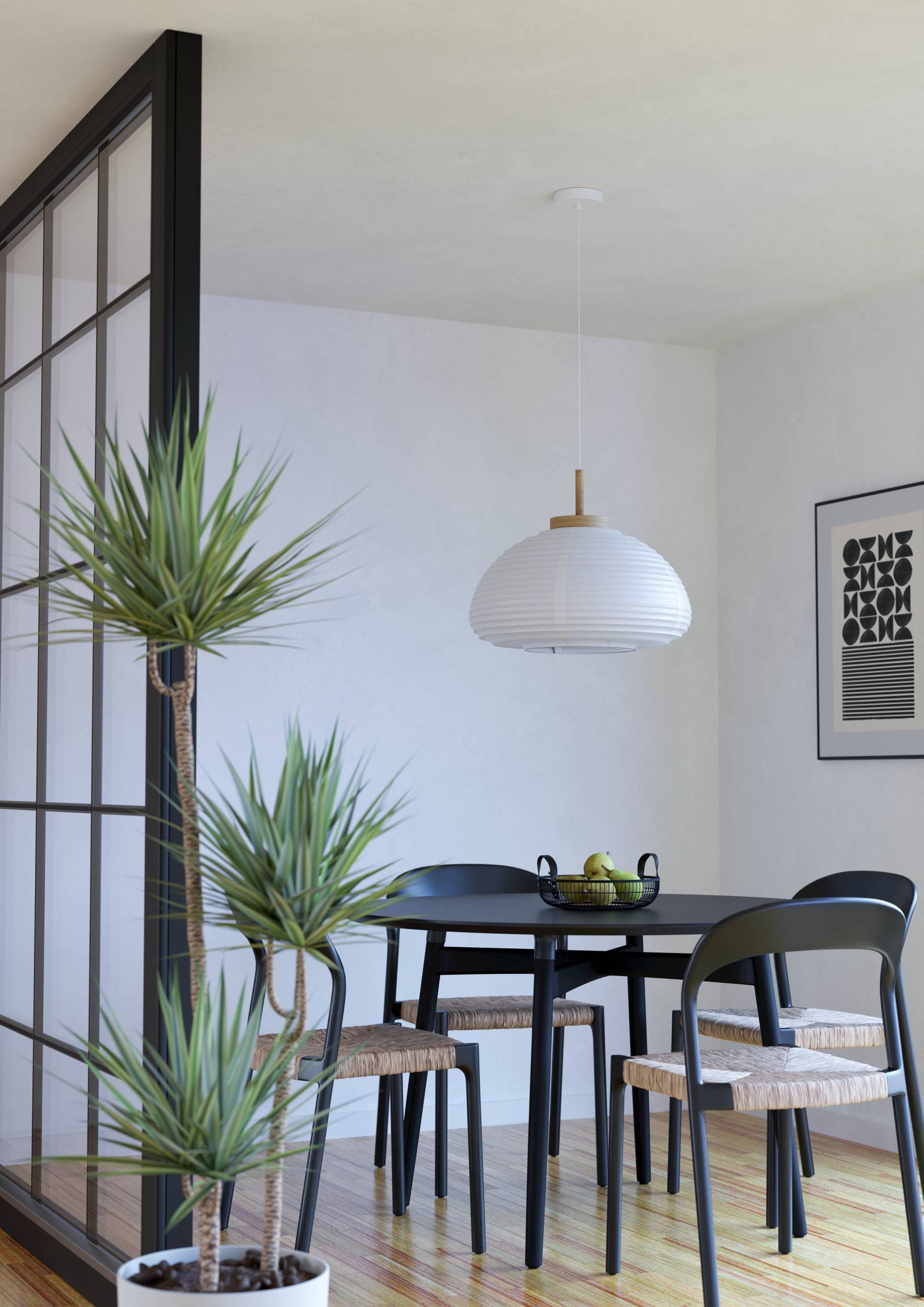 EGLO Hängeleuchte »Summerhill Hängelampe 1-fach, Japan-Stil, Metall, Holz und Papier, E27« E27 1 Stk.