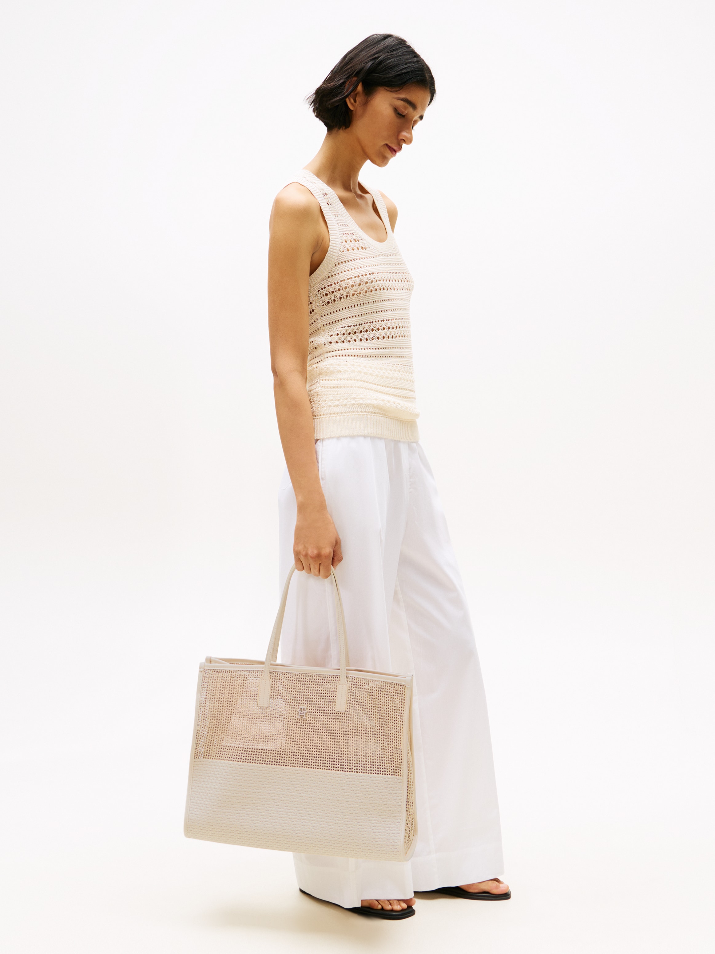 Tommy Hilfiger Tragetasche »TH CITY SUMMER TOTE WOVEN«, Damen Umhängetasche, Schultertasche mit TH-Logoemblem