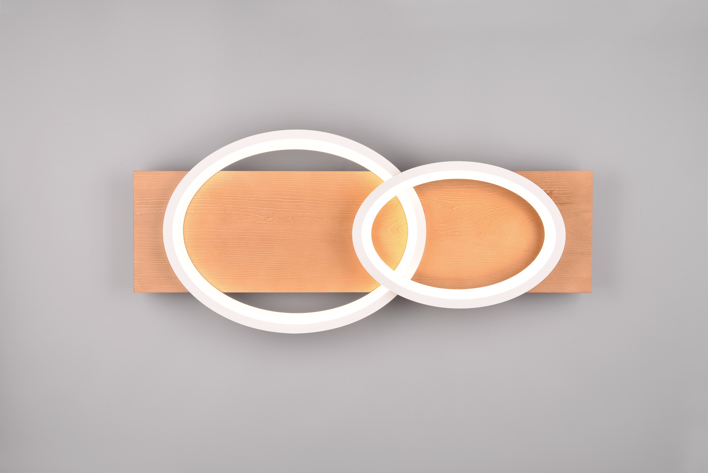 TRIO Leuchten LED Deckenleuchte »BARCA, dimmbare Deckenlampe aus Holz & Metall mit indirektem Licht«, 1 flammig, Leuchtmittel LED-Board | LED fest integriert, LED warmweiß & 3500 Lumen, für Wand- und Deckenmontage, 3 Dimmstufen