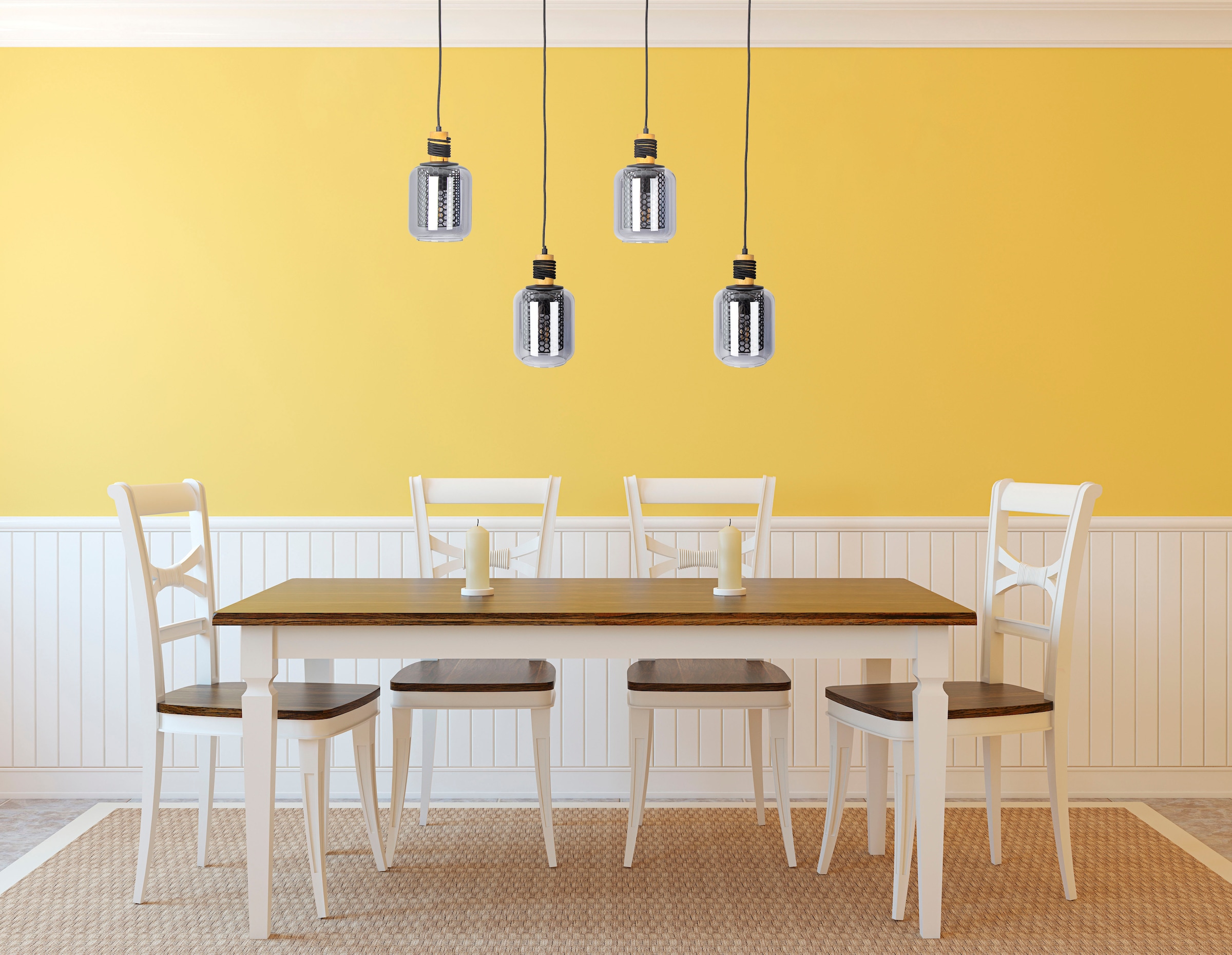 NOWA Hängeleuchte "ANDO", 1 Stk., schwarz, Wohnzimmer, Leuchten, Pendelleuchte, Hängelampe, Glas, Esstisch, Wohnbereich