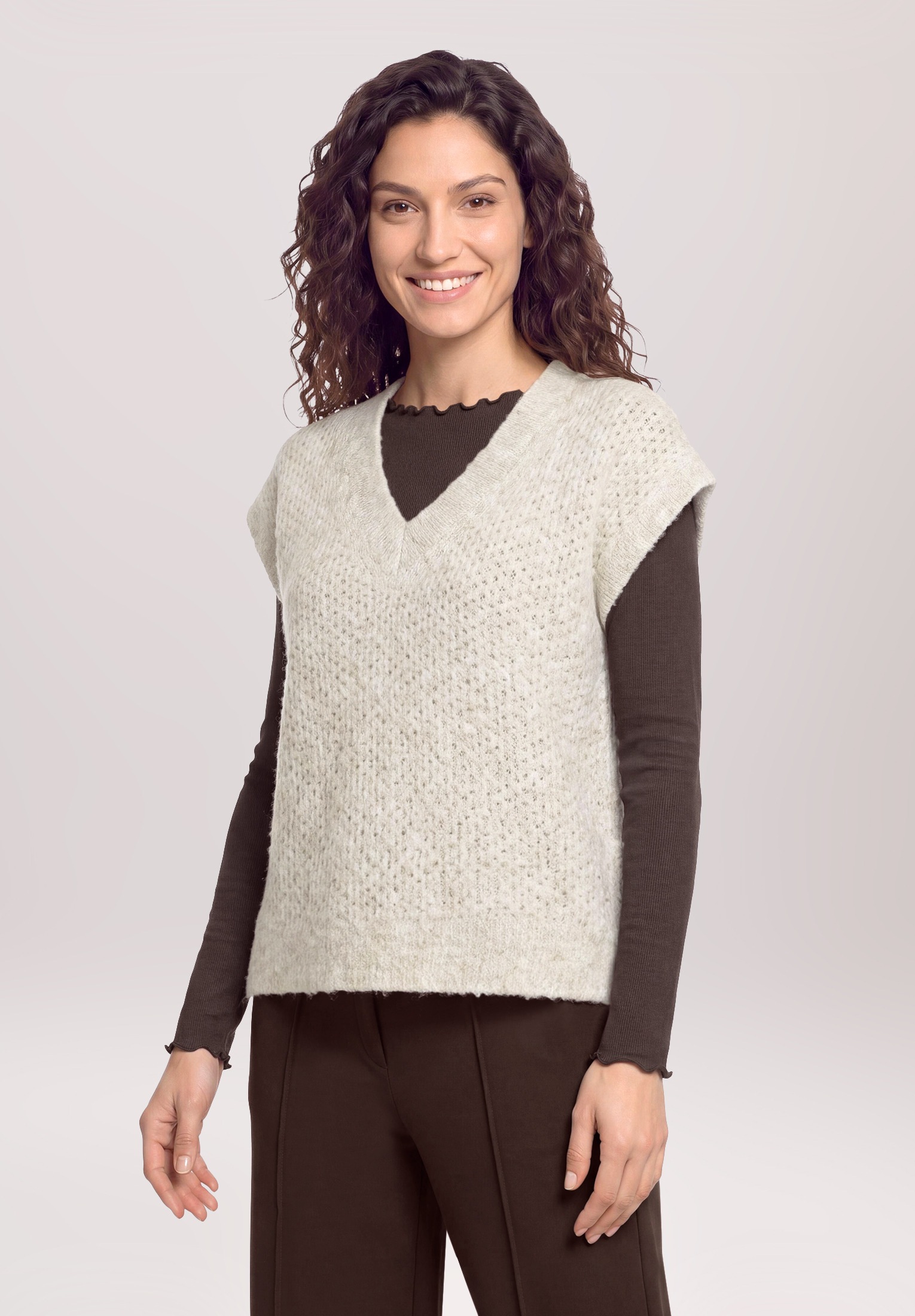 Cartoon Stricktop »Damen mit V-Ausschnitt«
