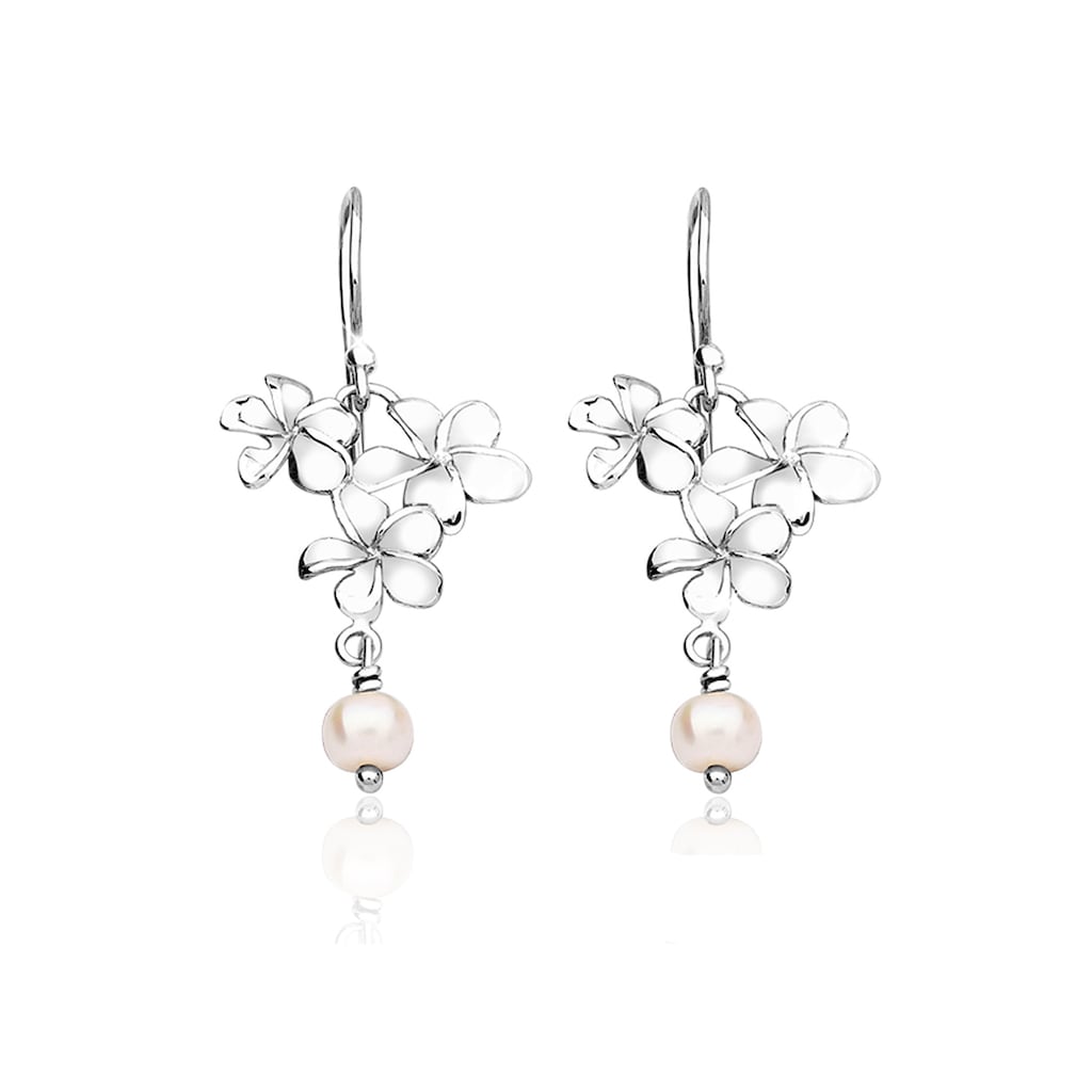 Nenalina Paar Ohrhänger »Ohrhänger Blume Süßwasserzuchtperle 925 Silber«