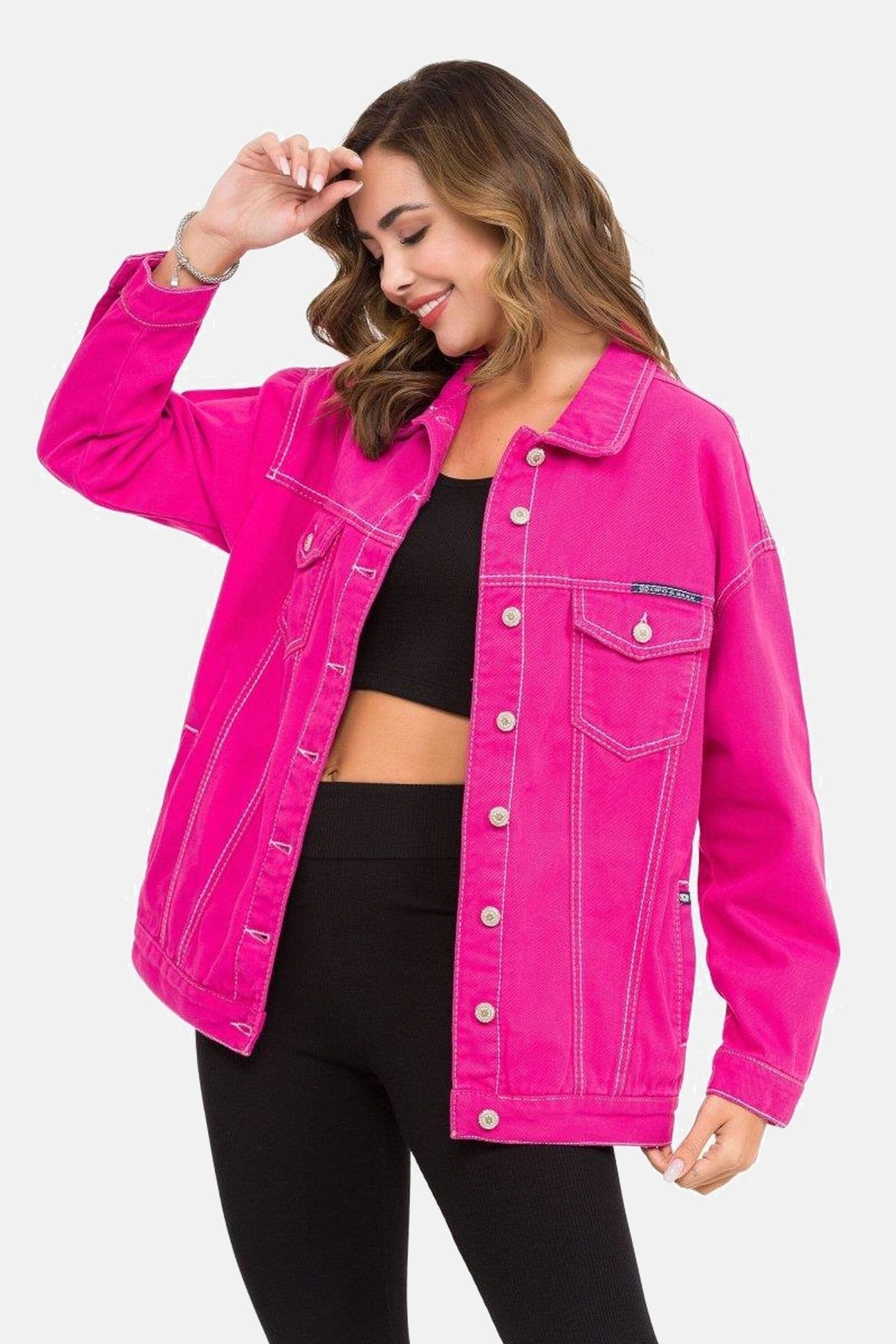 Cipo & Baxx Jeansjacke »Jeansjacke«, ohne Kapuze, mit stylischen auffälligen Elementen, WJ211