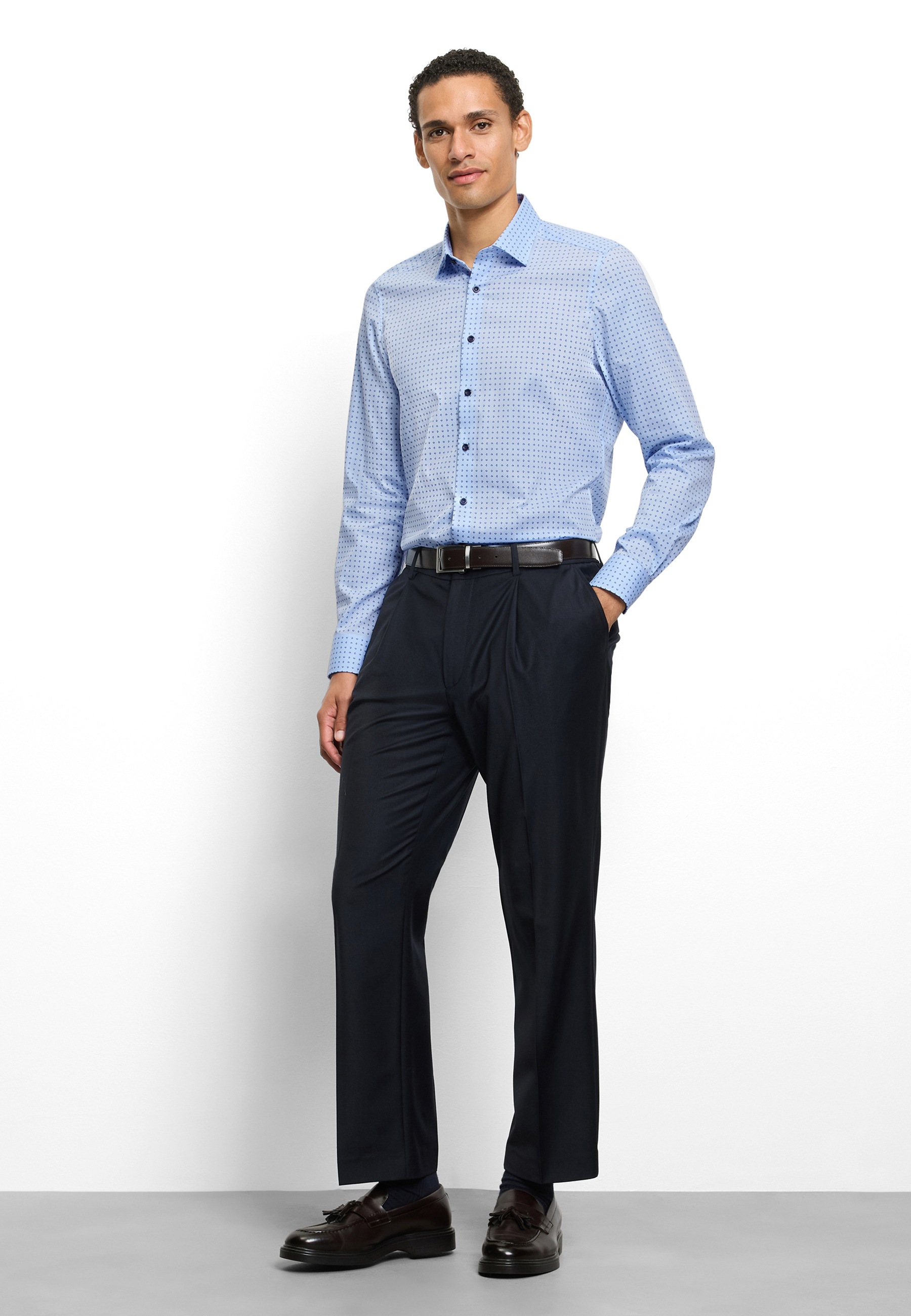 OLYMP Level Five Men's Long Sleeve Shirt Blue 40 3