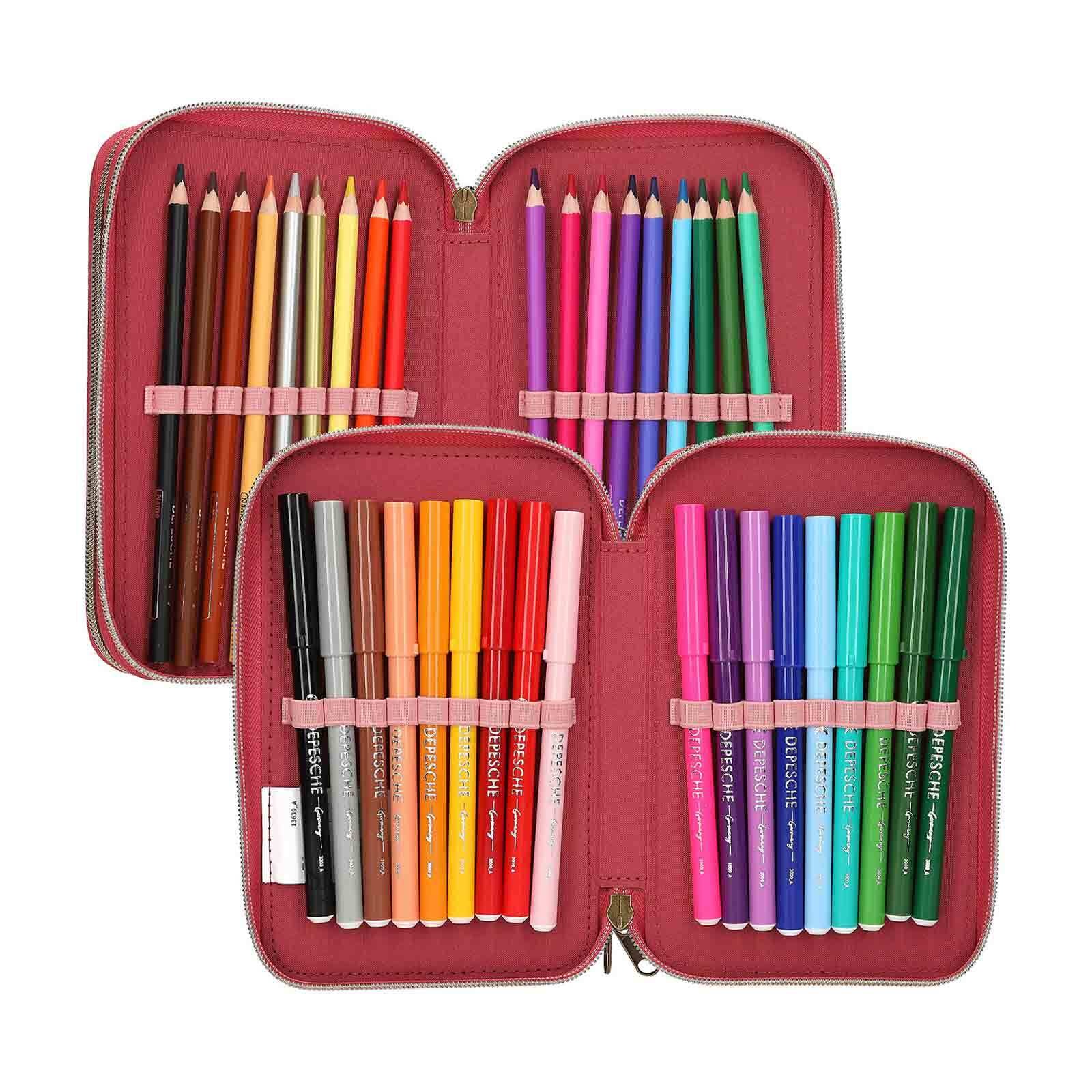 Depesche Buntstift »3-Fach Federtasche LEOHEART TOPModel 7,5 x 13 x 20 cm rosa«