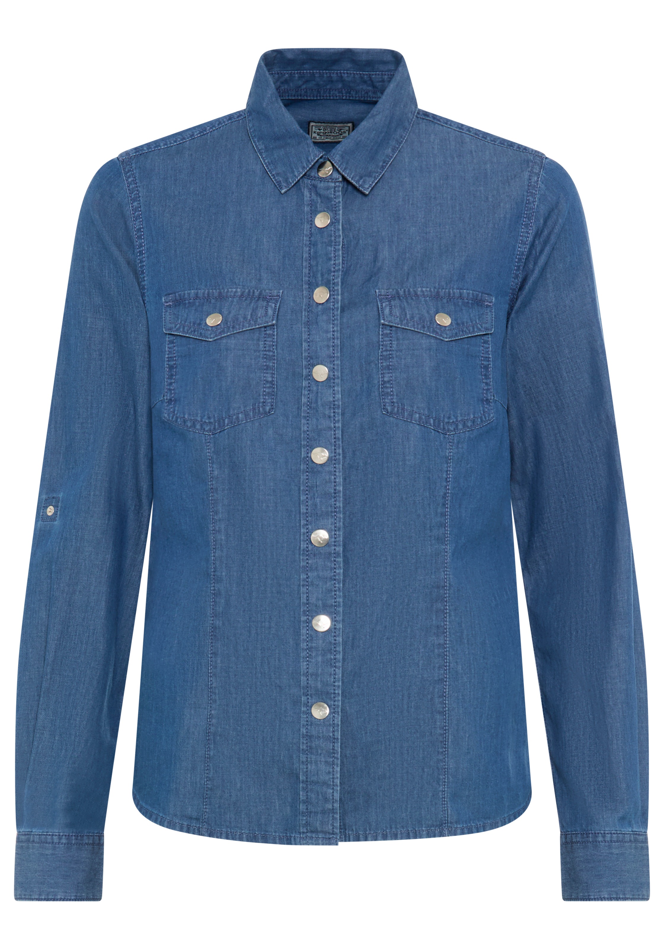 KangaROOS Jeansbluse für den Alltag, Langarm, mit klassischem Blusenkragen