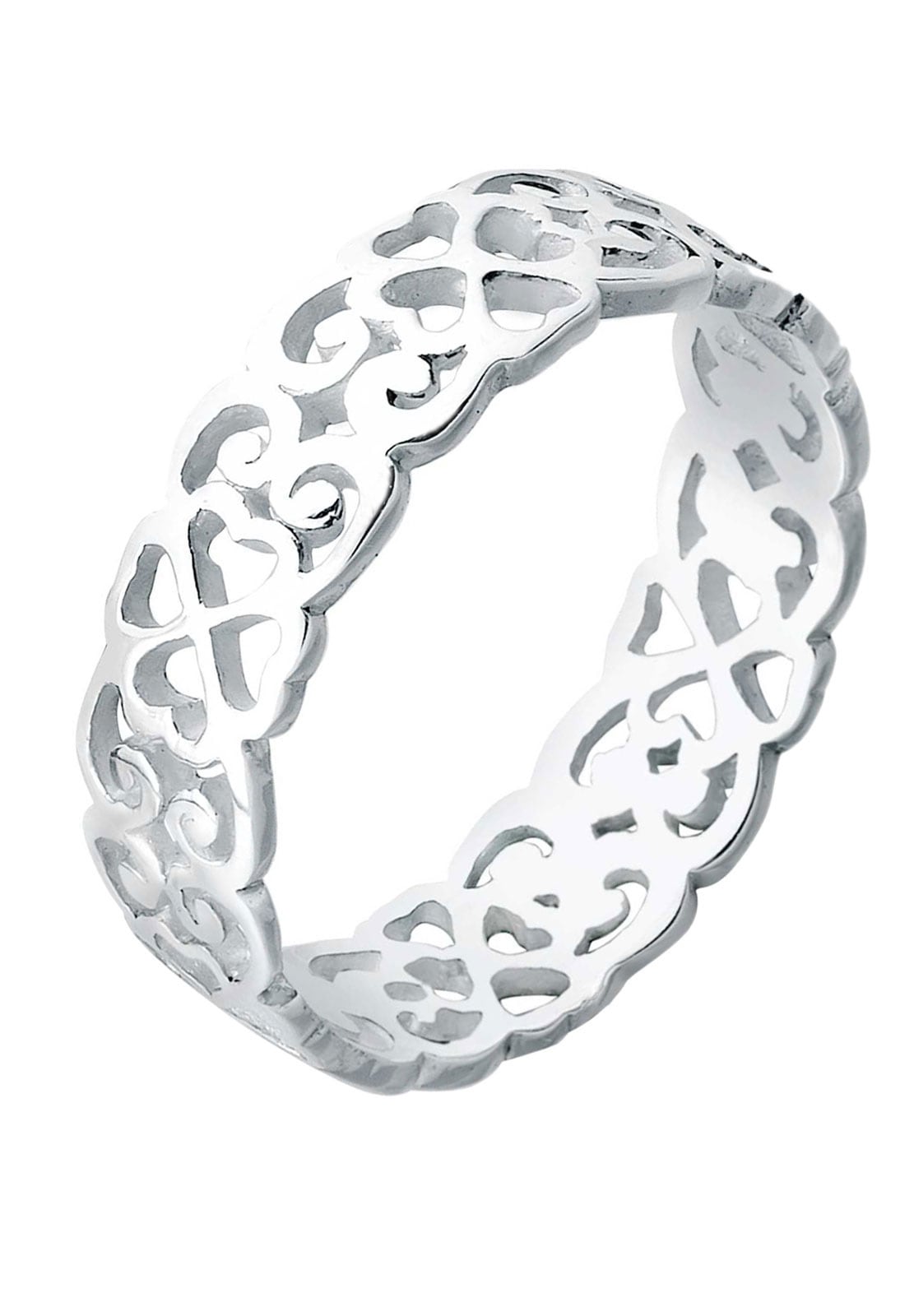 Elli Fingerring »Herz Kleeblatt Ornament Cut Out 925 Silber«