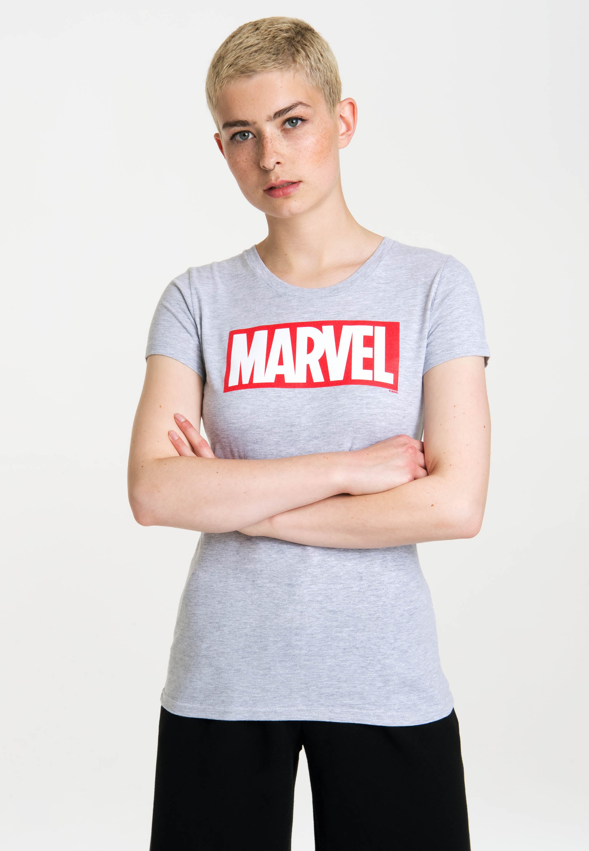 LOGOSHIRT T-Shirt "Marvel Logo", mit lizenzierten Originaldesign günstig online kaufen