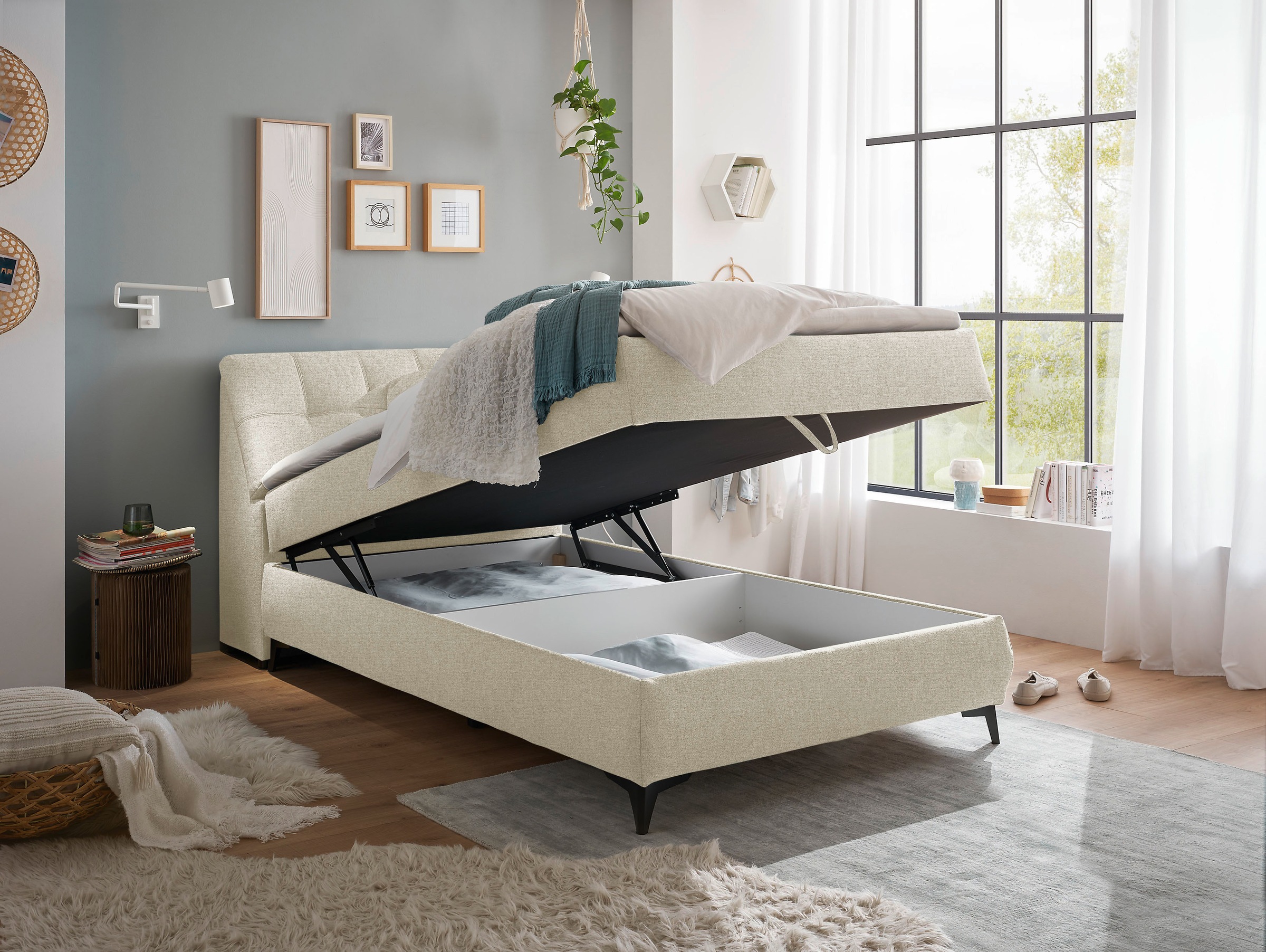 ED EXCITING DESIGN Boxbett »Atlantis«, mit Bettkasten und Stauraum im Kopfteil