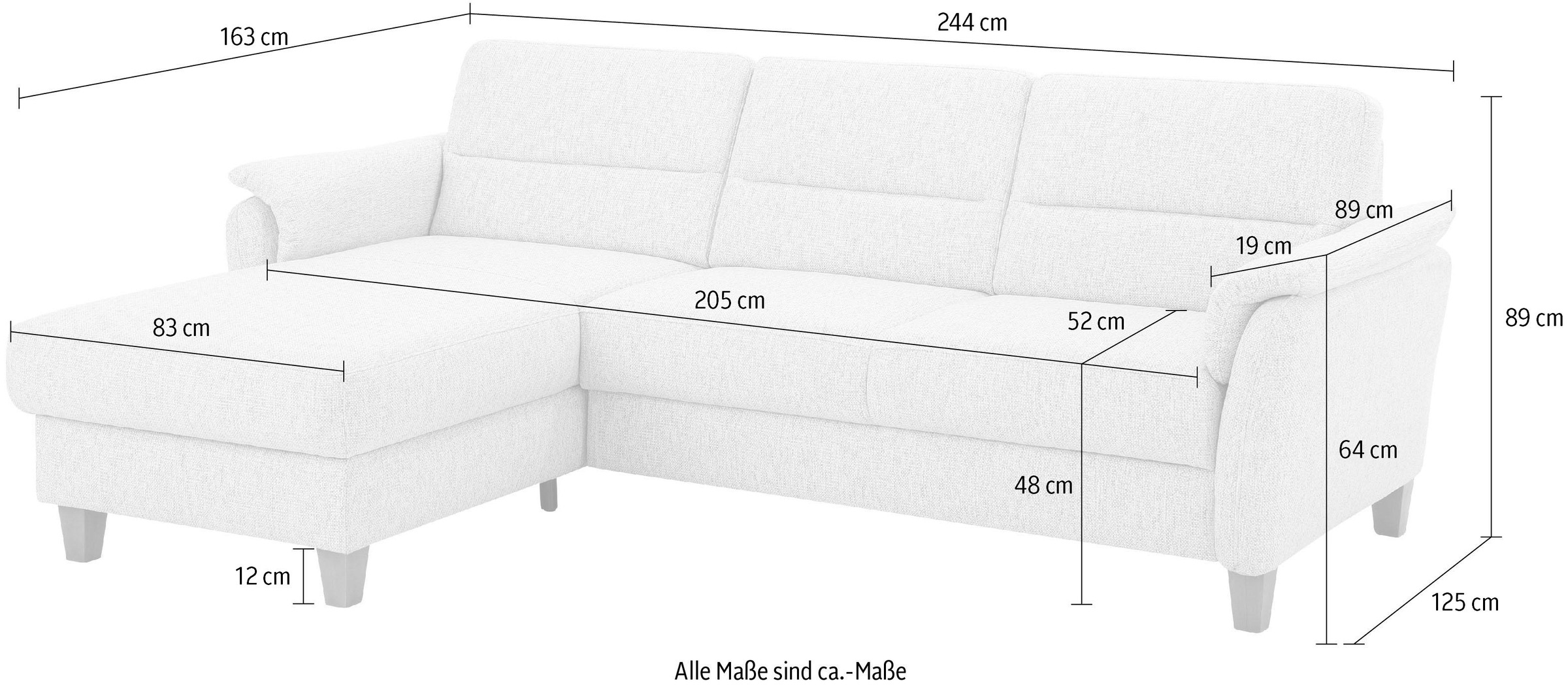 Home affaire Ecksofa »Palmera L-Form«, Federkern, wahlweise mit Bettfunktion und mit/ohne Bettkasten