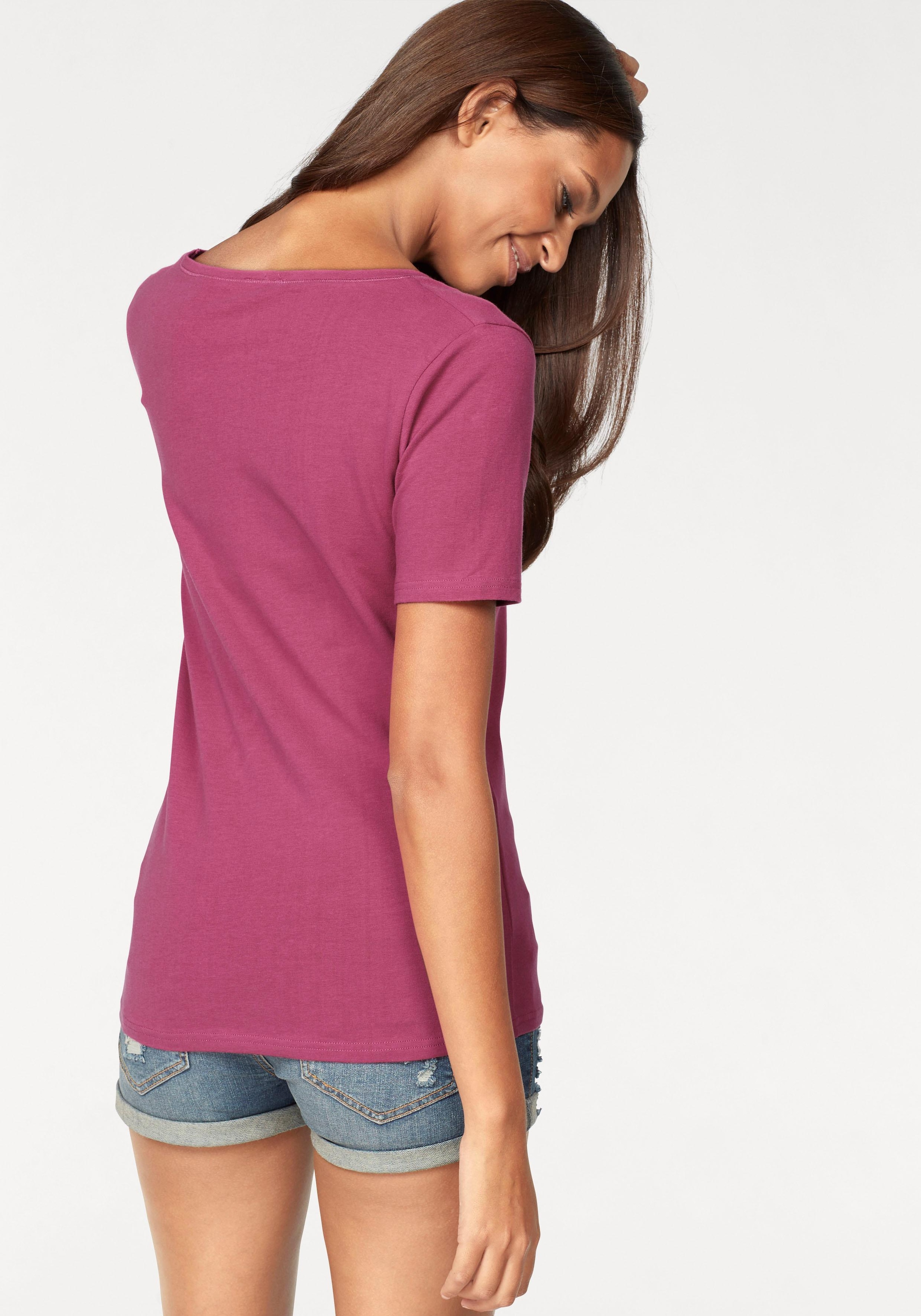 elastischer BAUR (2er-Pack), Vivance | aus Kurzarmshirt, online Baumwoll-Qualität kaufen