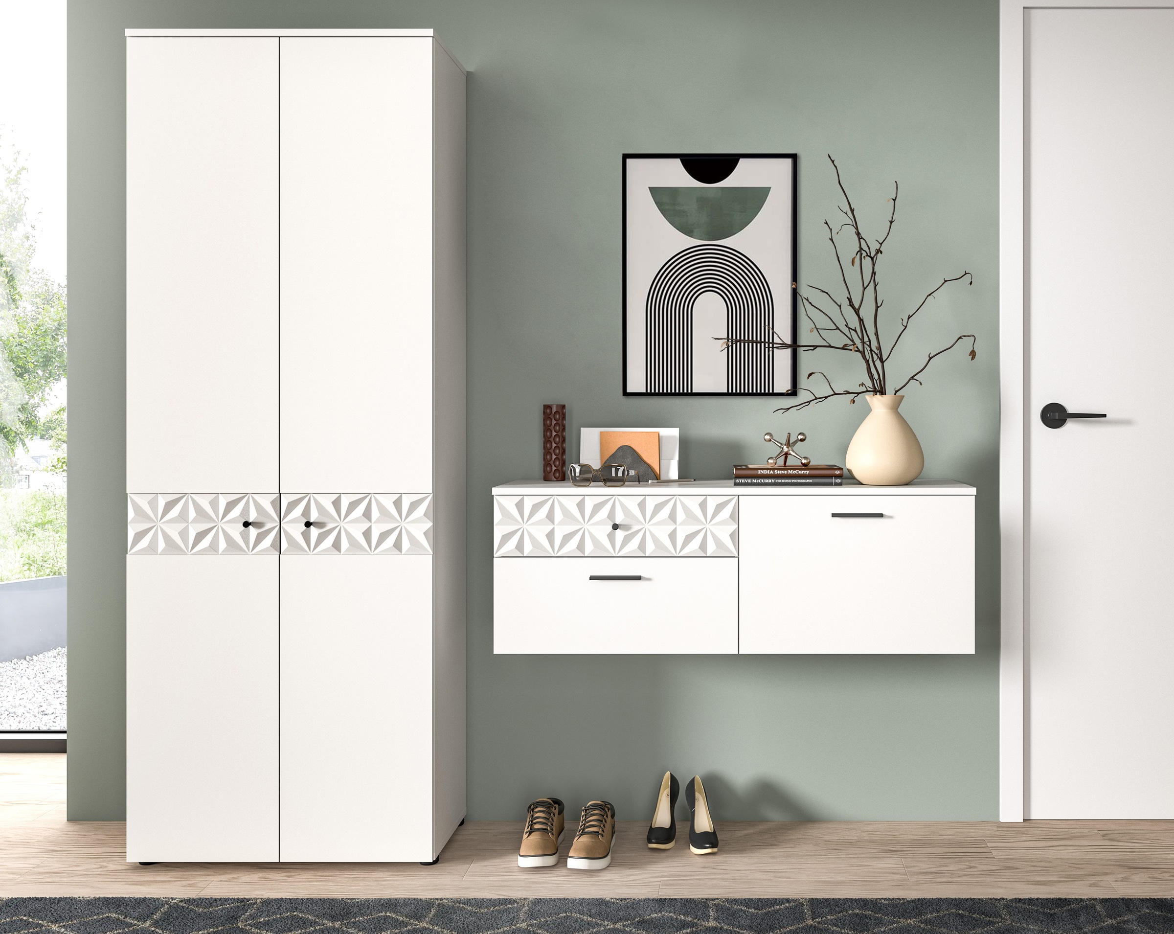 INOSIGN Garderoben-Set "VICENZA, 2-tlg., mit foraler Ornamentabsetzung in d günstig online kaufen