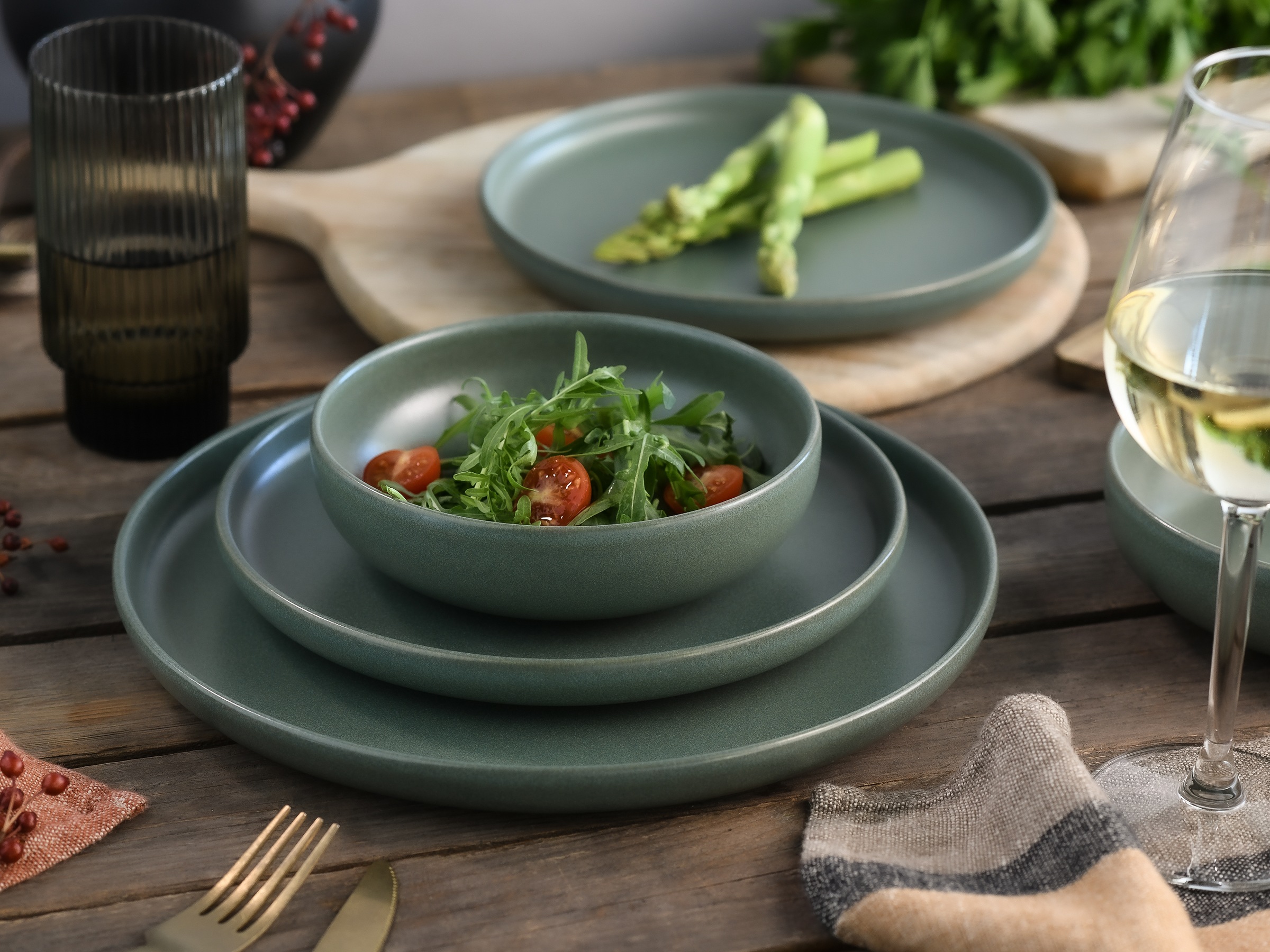 CreaTable Teller-Set »Uno, Geschirr-Set, 12-tlg.« Seidenmatten, Spezialglasur, Klare Konturen mit sanften Rundungen