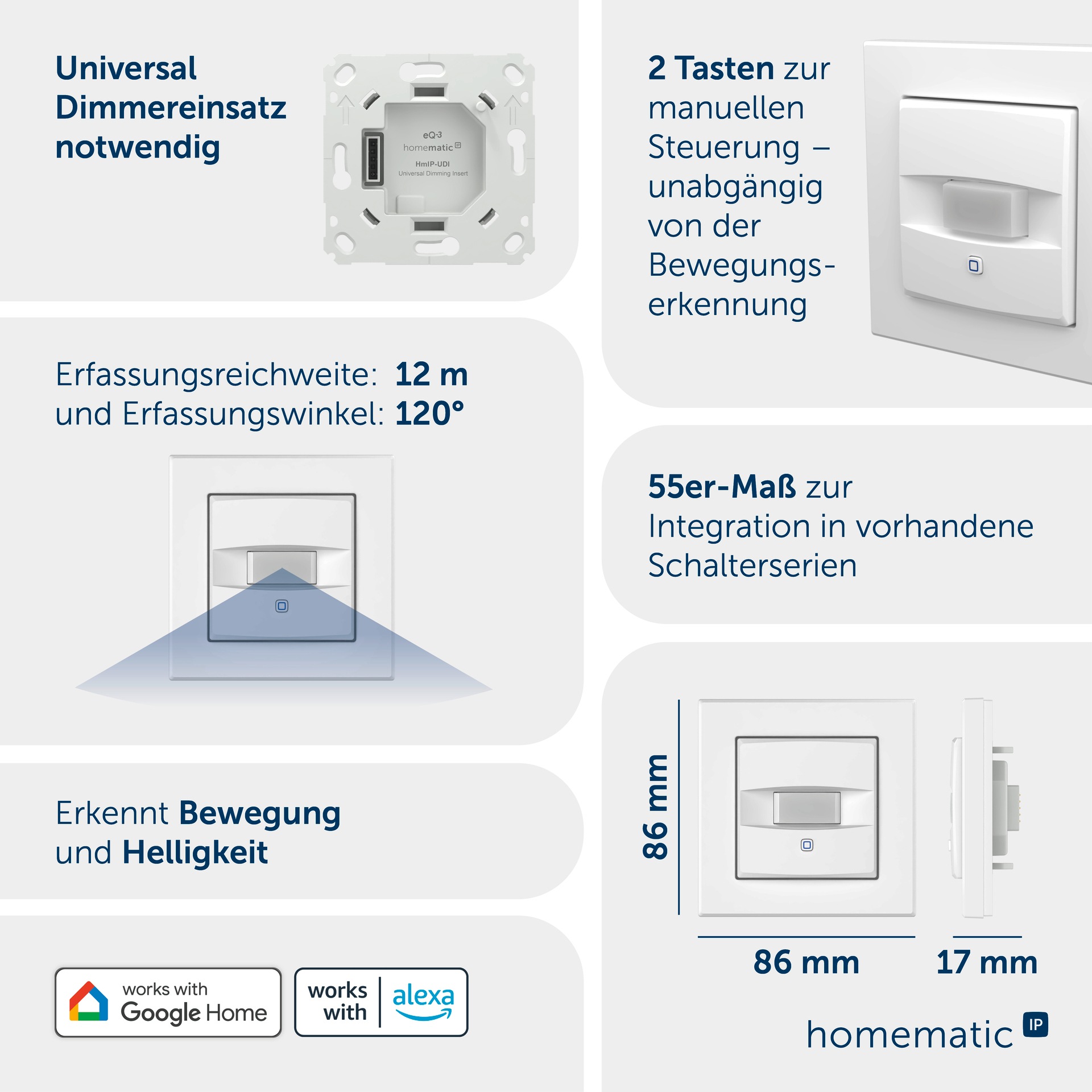 Homematic IP Smart-Home-Zubehör »Universal Dimmeraufsatz – Bewegungsmelder«