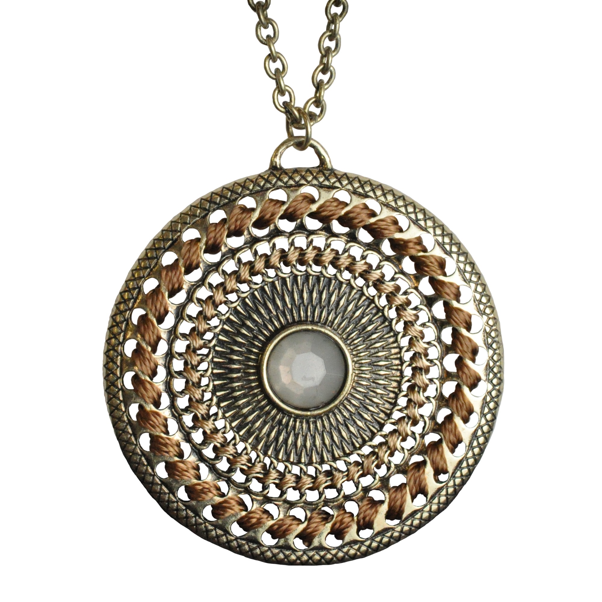 Steuer Kette mit Anhänger »mit Mandala-Anhänger goldfarben mittig Glasstein«