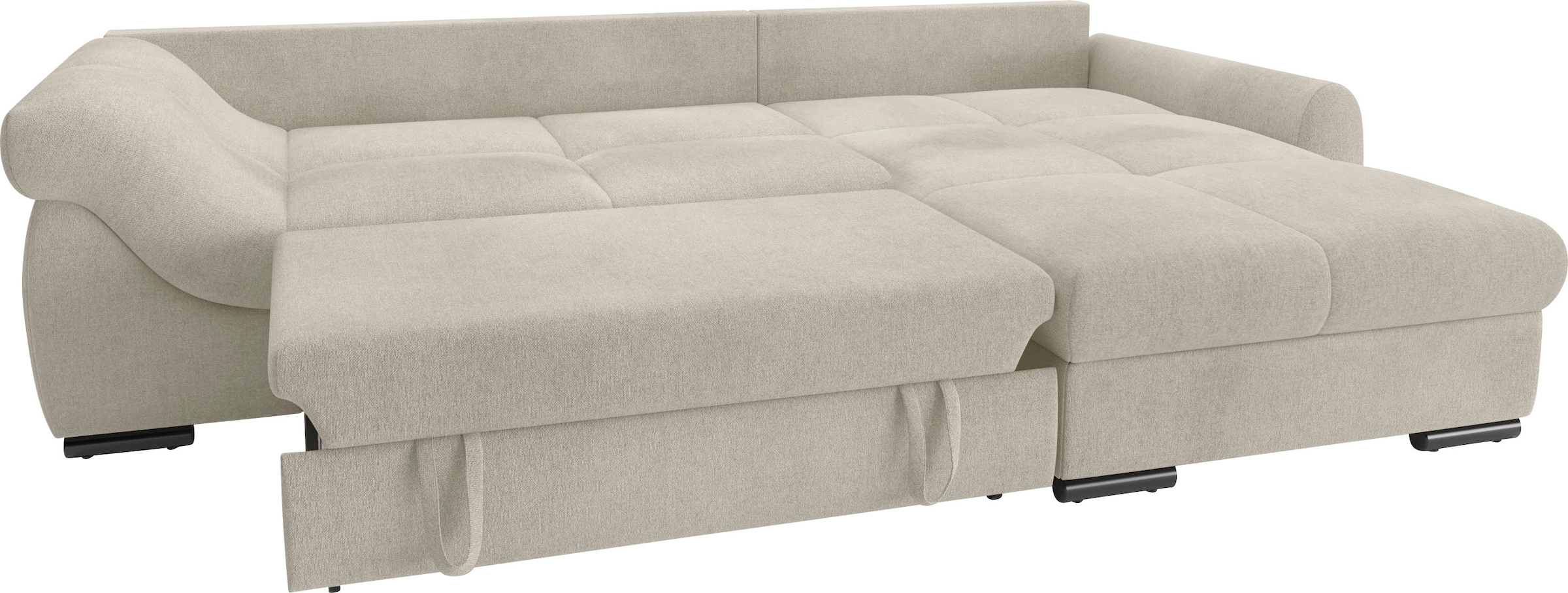 Mr. Couch Ecksofa »Livorno DuraFlex L-Form«, inkl. Hochschläfer-Bettauszug, XL-Bettkasten weiß beschichtet
