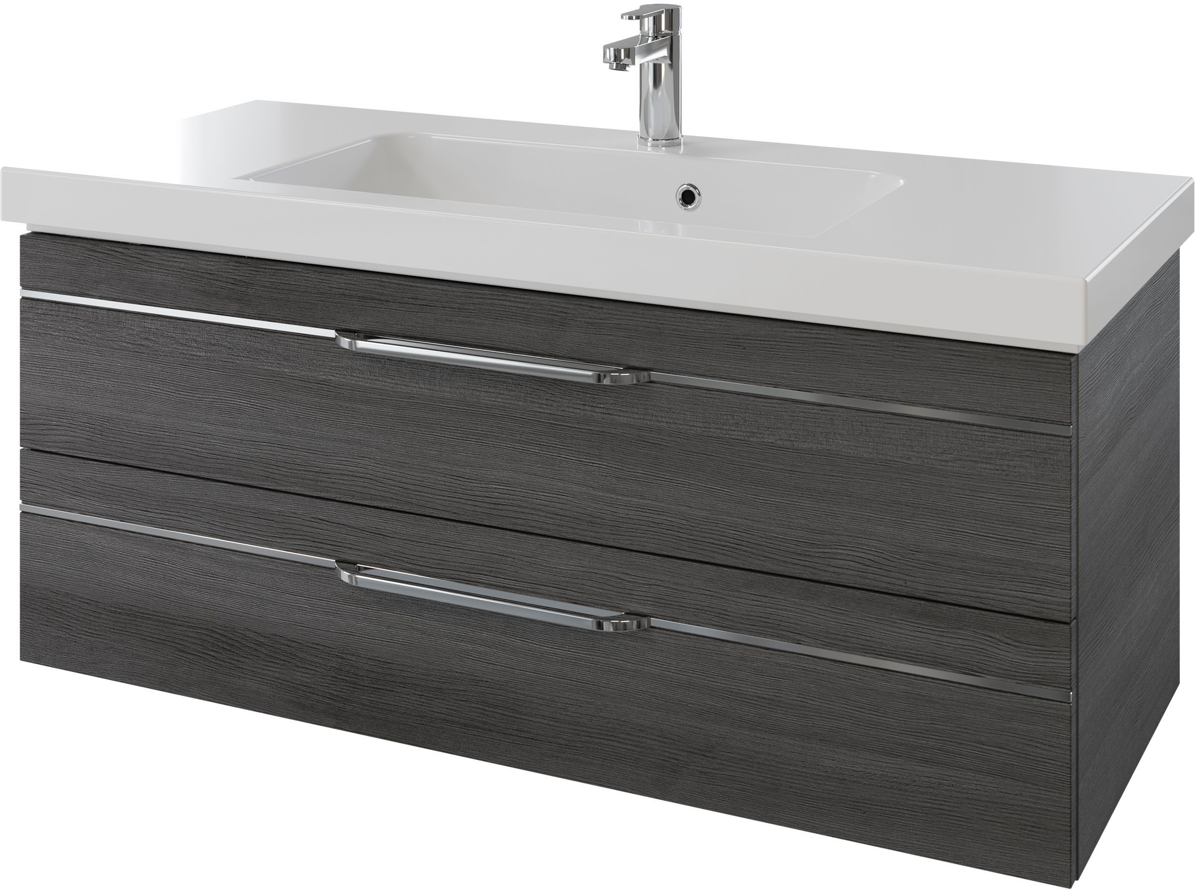 Thumbnail - Saphir Badmöbel-Set "Balto 2-teilig Mineralmarmor-Waschtisch mit LED-Spiegel, 123 cm breit" 2 Stk. tlg.