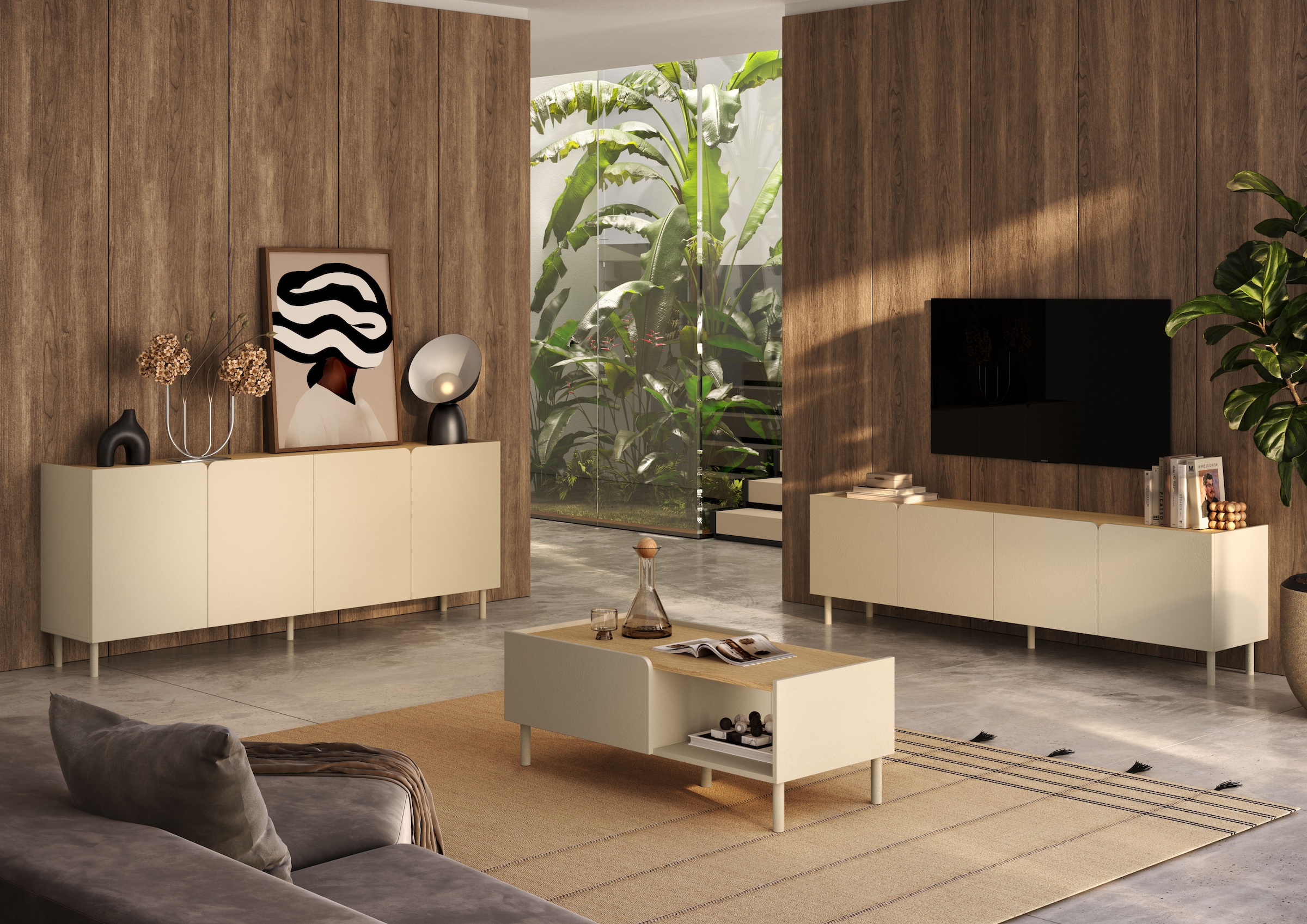 OTTO home Couchtisch »Dobbiaco 112x54 cm Korpus-Couchtisch, 2 Klappen, offenes Fach« Rechteckiger Wohnzimmertisch mit flexiblem Stauraum & Metallfüßen